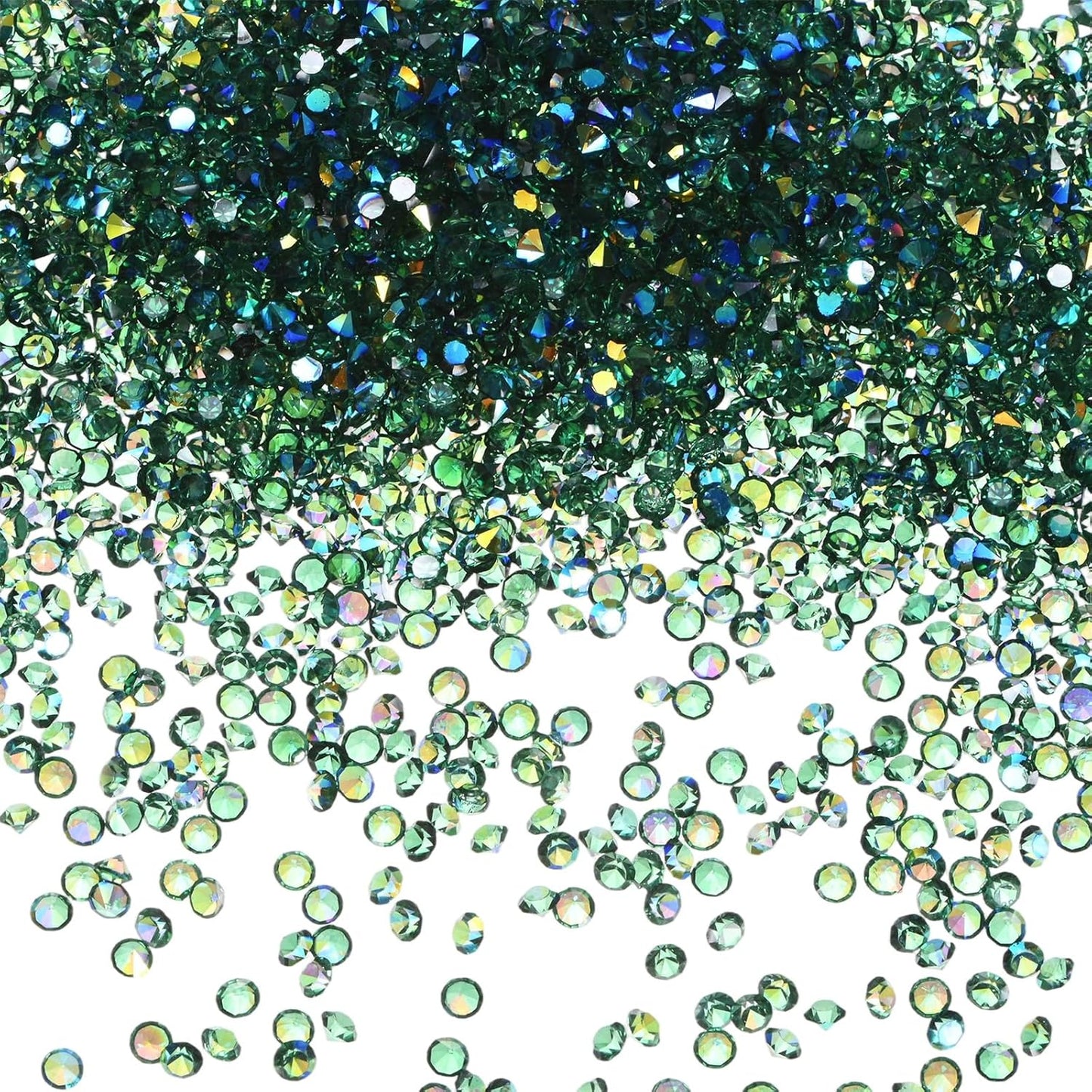 14400-Pack Acrylic Diamonds, 0.12 Inch/3mm Wedding Table Scatter Confetti Crystals for Vase Fillers/Art Craft, Acrylic Diamonds Gems [Dark Green AB]