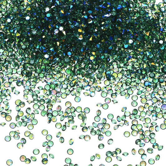14400-Pack Acrylic Diamonds, 0.12 Inch/3mm Wedding Table Scatter Confetti Crystals for Vase Fillers/Art Craft, Acrylic Diamonds Gems [Dark Green AB]