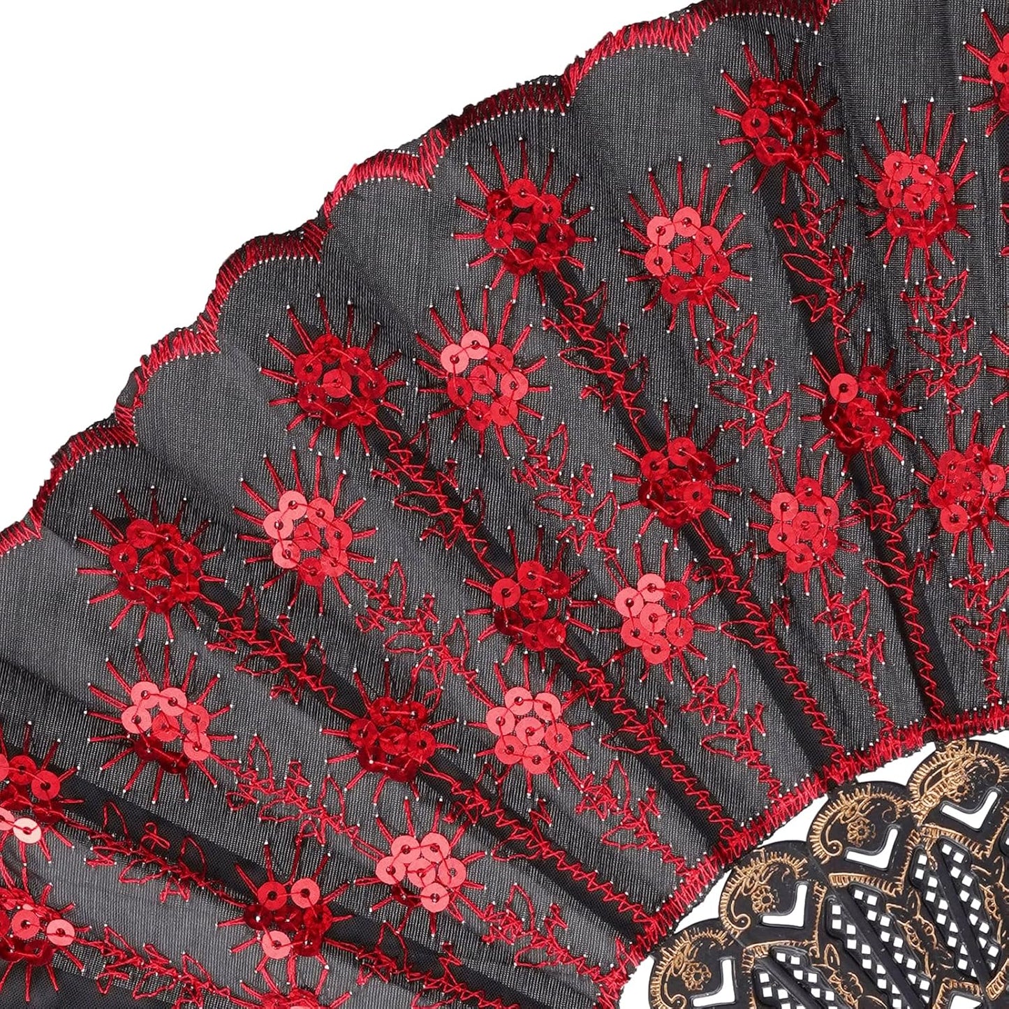QIRMIZI 10 Pack Fabric Folding Handheld Fans, Perfect for Weddings, Parties, and Dancing,Red