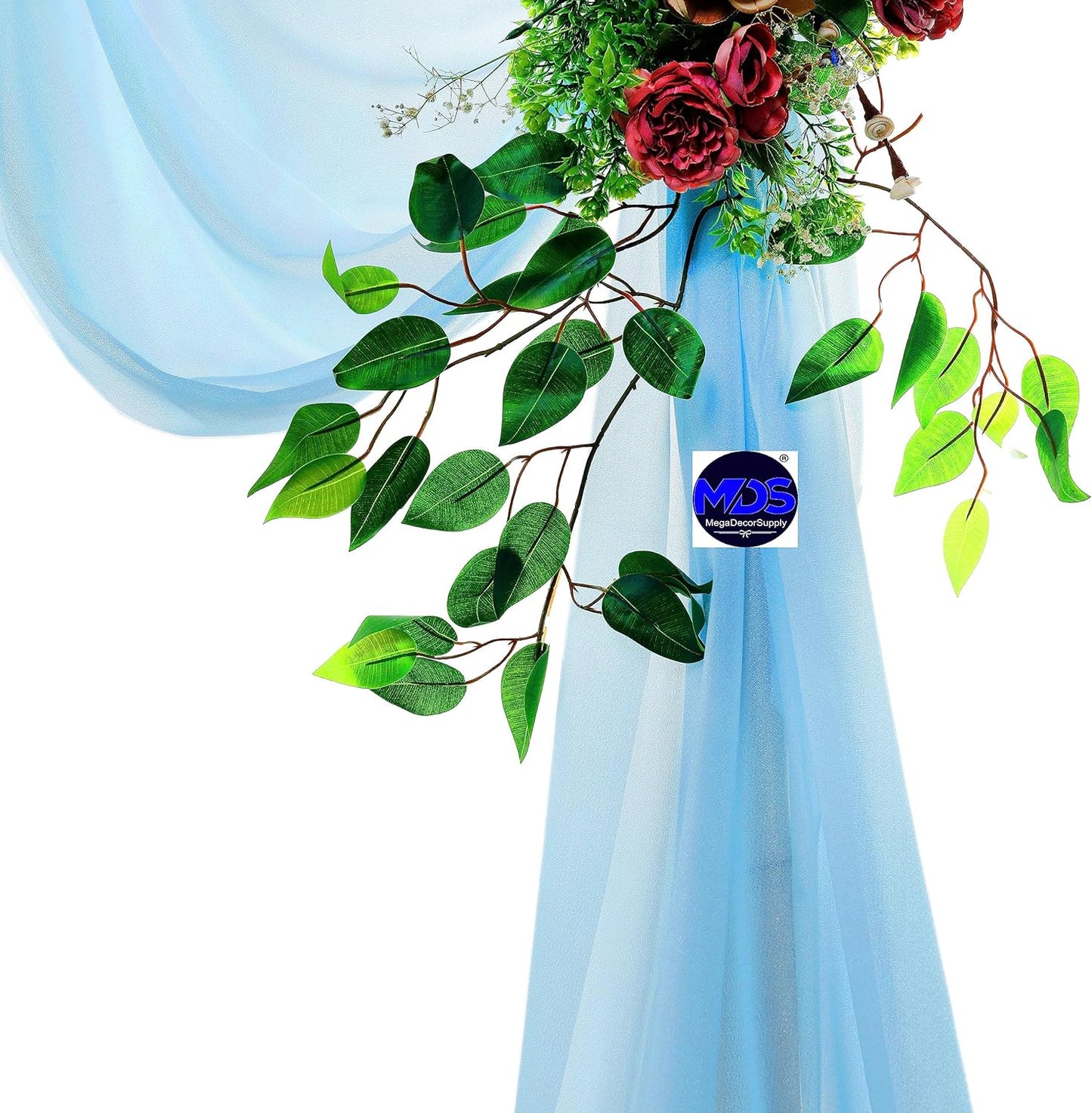 MDS Halloween Chiffon Draping Fabric - 2 Panel, 30" Wide x 40ft Long - Sheer Spooky Arbor & Canopy Drapery for Haunted House Backdrops, Party Ceilings, DIY Costumes & Themed Events - Turquoise