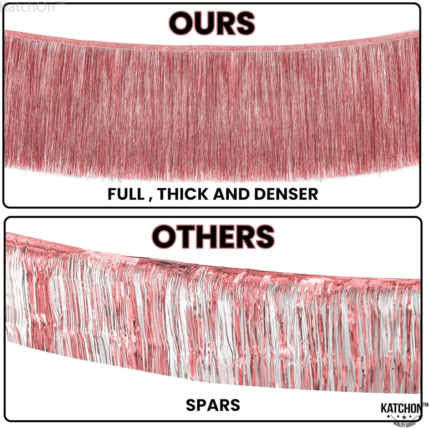 KatchOn, XtraLarge Rose Gold Fringe Banner - Pack of 2 | Rose Gold Backdrop for Bachelorette Party Decorations | Streamers for Birthday Decorations | Fringe Garland for Happy New Year 2026