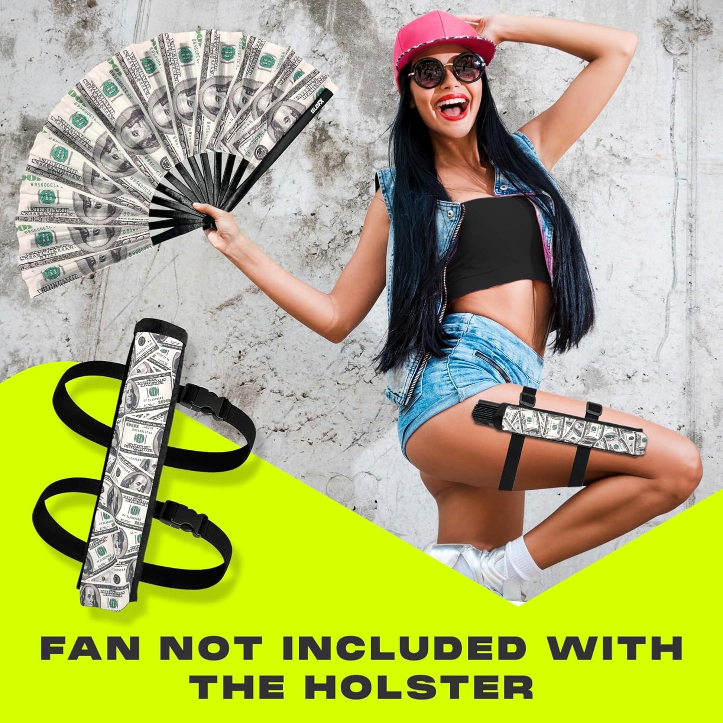 Money Fan Holster – Belt Clip Holder for Folding Hand Fans – Waist Holster Accessory for Festivals, Dance, and Performance Use