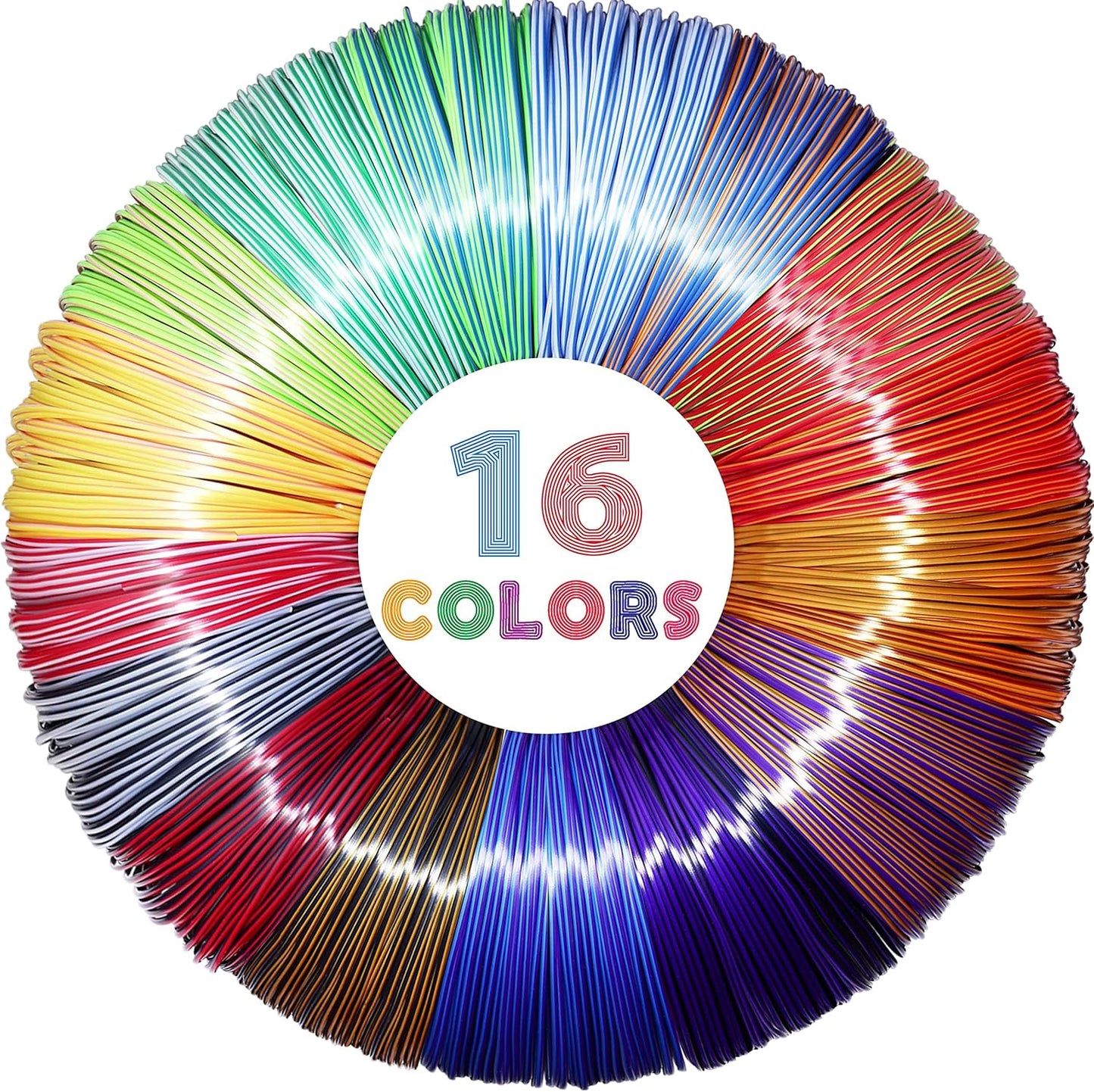 MIKA3D 2 Dual Color in 1 Silk PLA Filament Refill Sample Pack, 16 Different Dual Color Silk PLA, Each 4 Meter Length, Total 64m Silk Shiny Dual Color PLA 3D Printer 3D Pen Filament