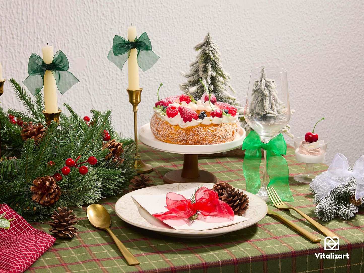 Vitalizart Organza Ribbon 1.5" x 30 Yd Christmas Sheer Ribbons Set 10 Yd x 3 Rolls Red Green White for Christmas Decor Gift Wrapping Crafts Bows Wedding Invitations Wreaths Bouquet