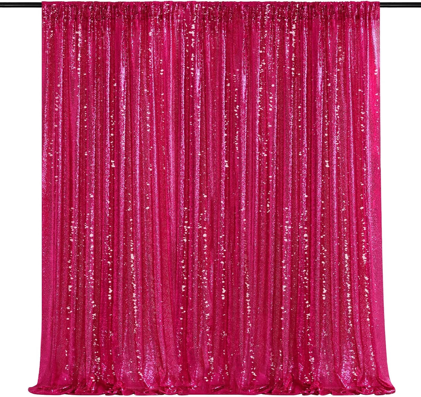 Sequin Backdrop Hot Pink 8ft x 8ft Glitter Photo Booth Backdrop for Birthday Party Fuchsia