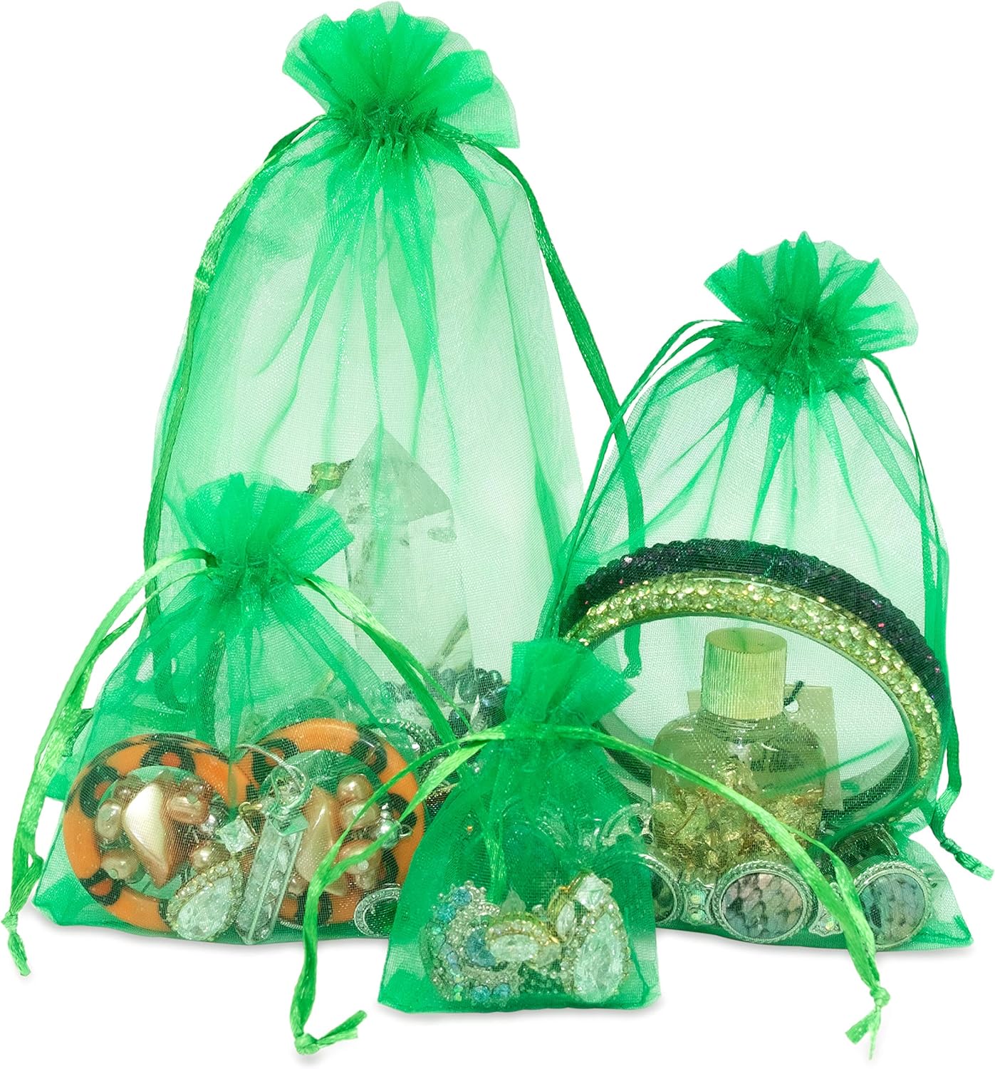 TheDisplayGuys 100-Pack 4x6 Light Green Sheer Organza Gift Bags with Drawstring, Jewelry Candy Treat Wedding Party Favors Mesh Pouch