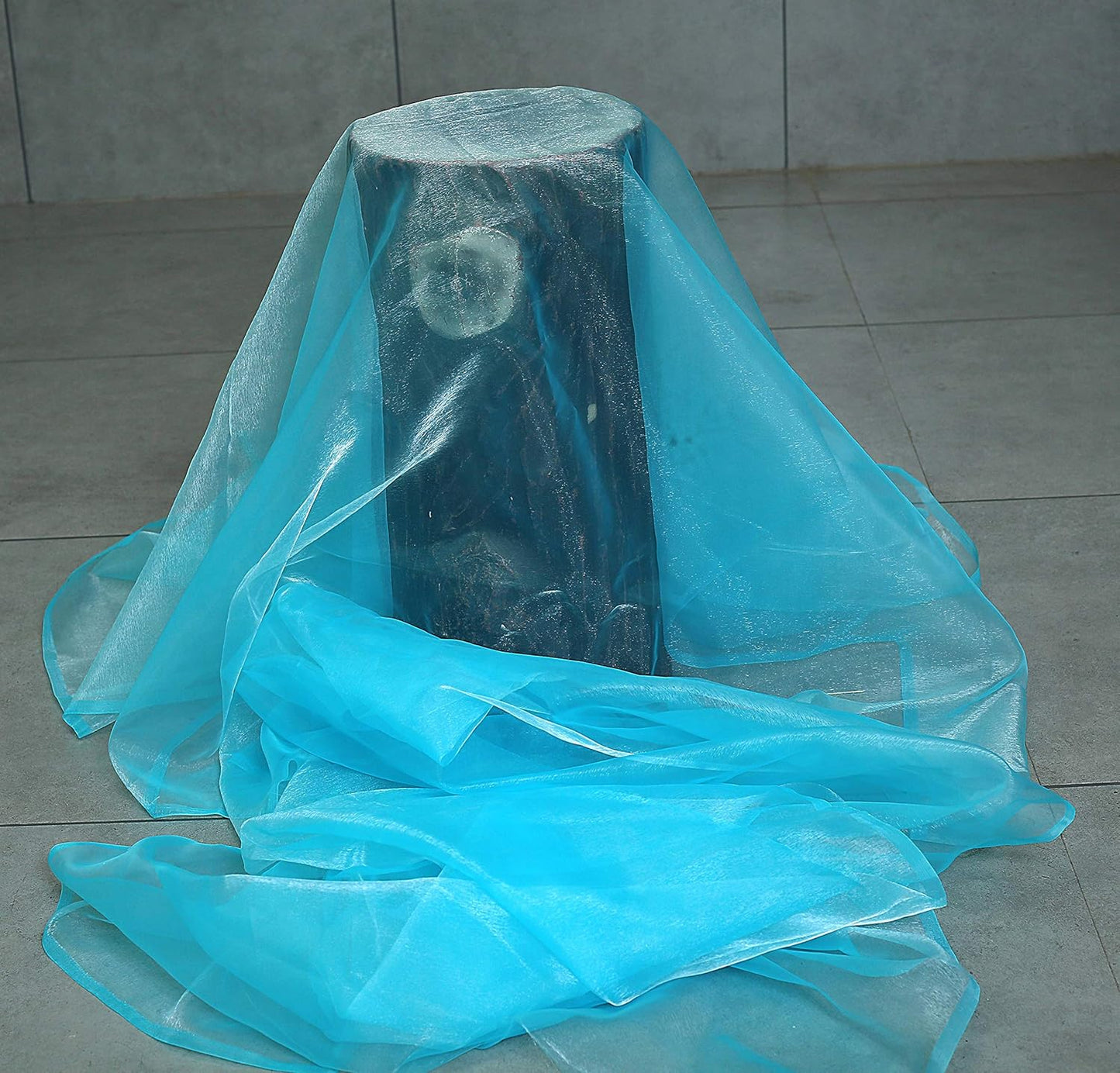 VDS Turquoise Organza Fabric, 15 Yards Continuous, 45” Wide, Wedding Party Decoration Iridescent Crystal Sheer Shiny Organza Tulle Bridal Dress DIY Crafts Costume Sewing Backdrop Arch Cloth