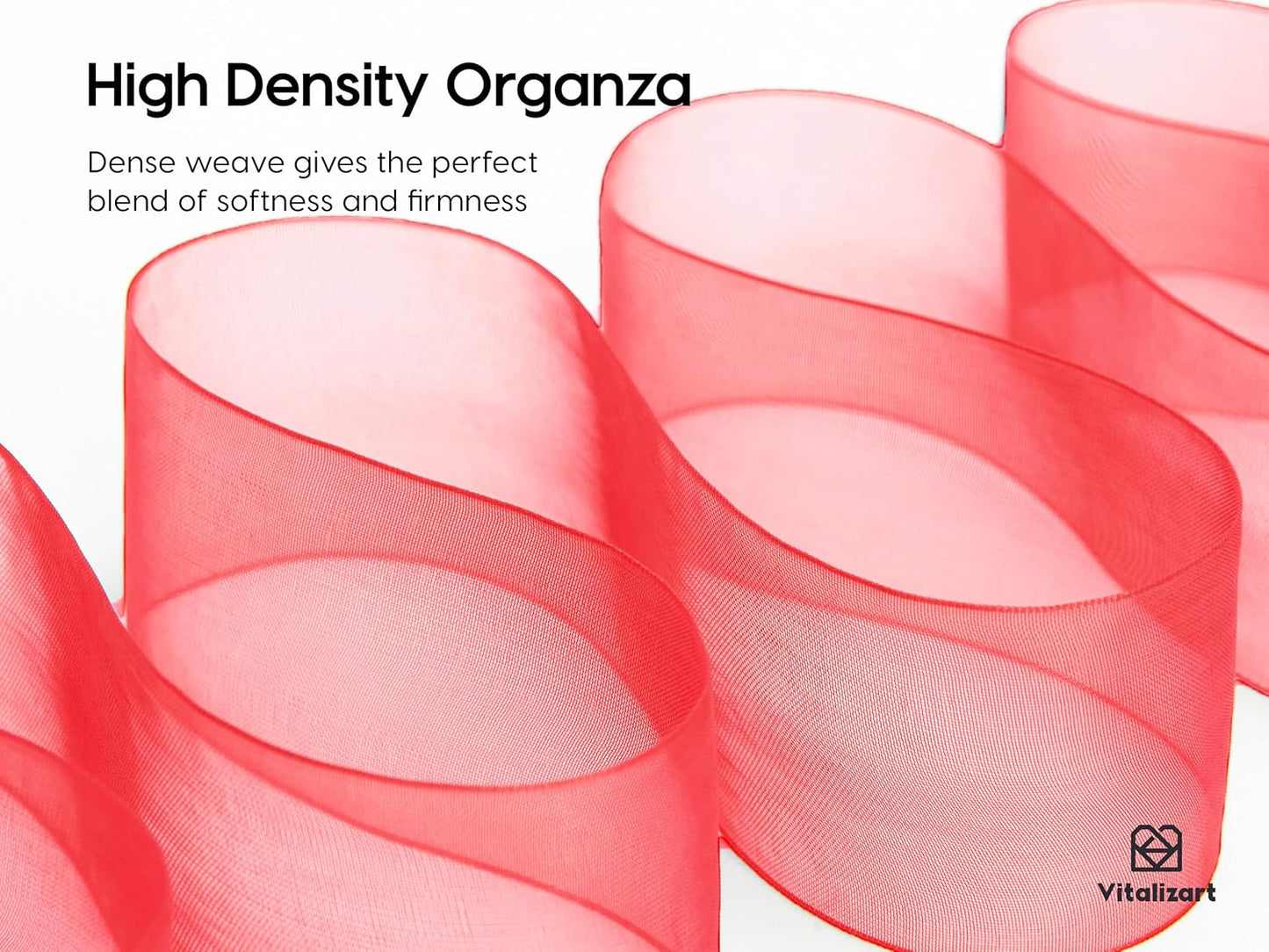 Vitalizart Organza Ribbon 1.5" x 30 Yd Christmas Sheer Ribbons Set 10 Yd x 3 Rolls Red Green White for Christmas Decor Gift Wrapping Crafts Bows Wedding Invitations Wreaths Bouquet