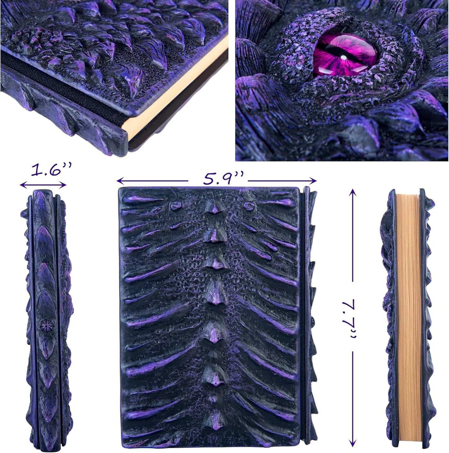 3D Dragon Eye Embossed Journal,Resin Engraving Notebook,Dnd notebook for Dragon Lovers ，Blank Paper,Hardcover Travel Notepad for Writing,Sketchbook,Collection,Gift,Decoration A4 and A5 Size (A5-Dark Purple)