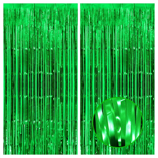 KatchOn, Green Streamers - Pack of 2 | Fringe Backdrop Curtain for Dinosaur Birthday | Halloween Decorations | Party Supplies for Green Birthday Decorations