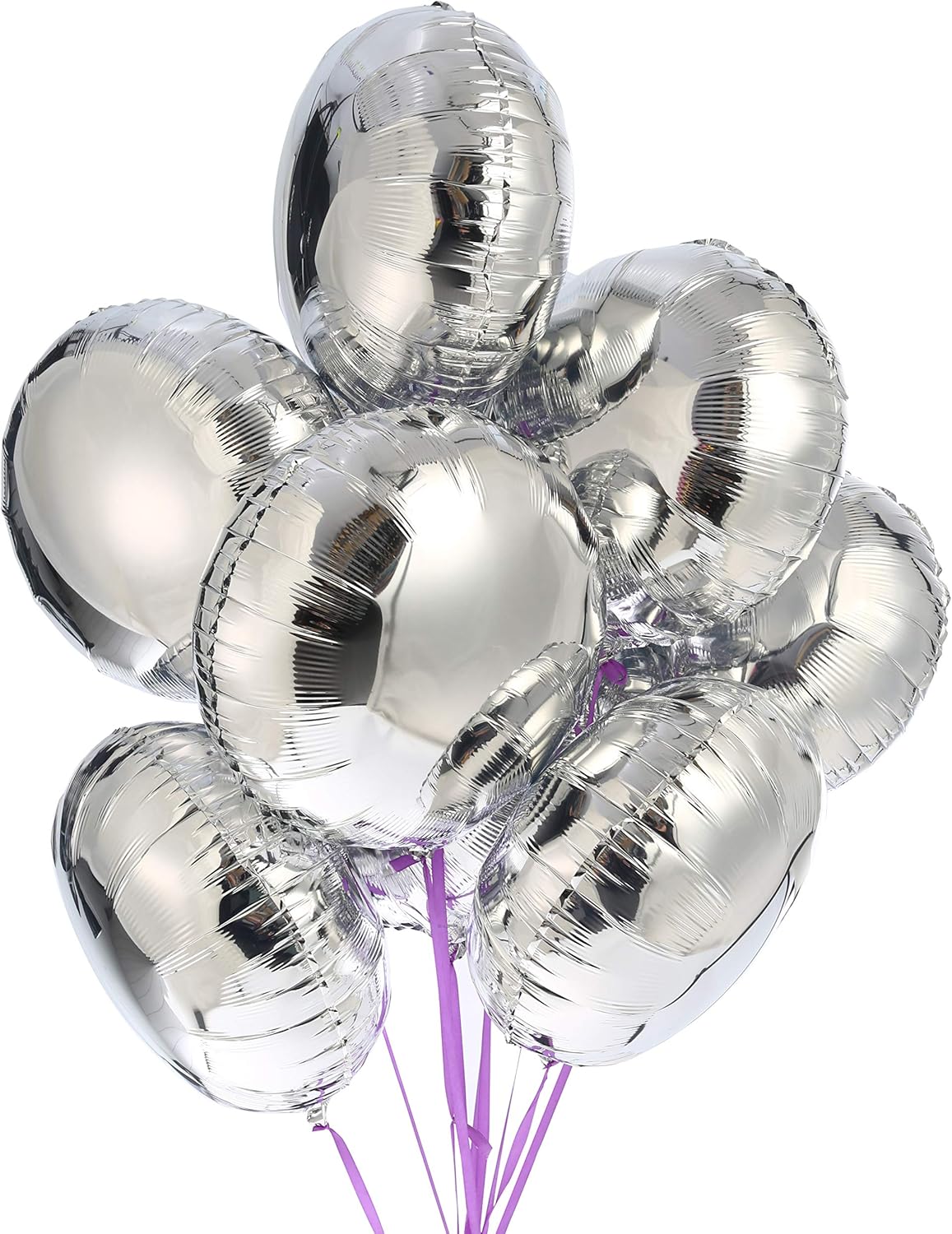 18" Silver Round Shaped Foil Balloons Mylar Helium Balloons for Birthday Party Wedding Baby Shower Decorations, Pack of 20