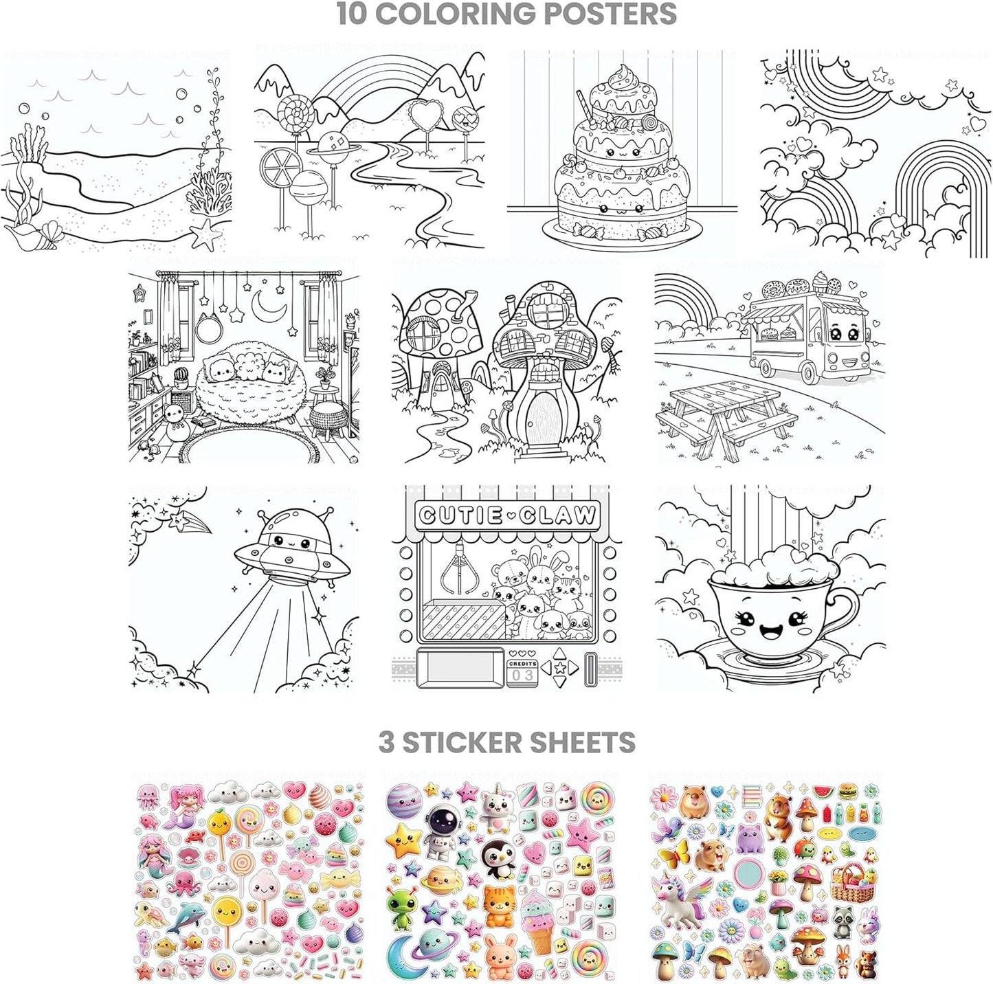Fashion Angels Capybara & Co. Collage Activity Set, Includes 8 Sticker Sheets, 10 Sticker-by-Number Posters & 15 Drawing Pages, for Ages 6+