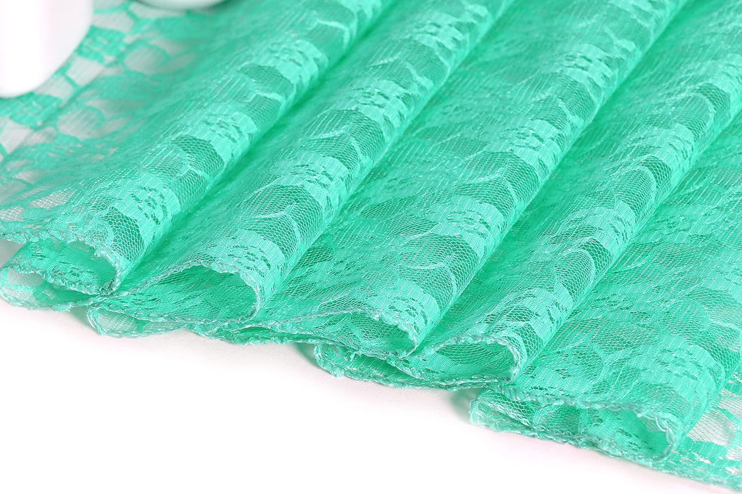 MDS Pack of 15 Wedding 12 x 108 inches Lace Table Runner for Wedding, Decorations for Birthday Parties, Banquets, Graduations, Engagements, and Runners fit Rectangle, Round Table- Mint