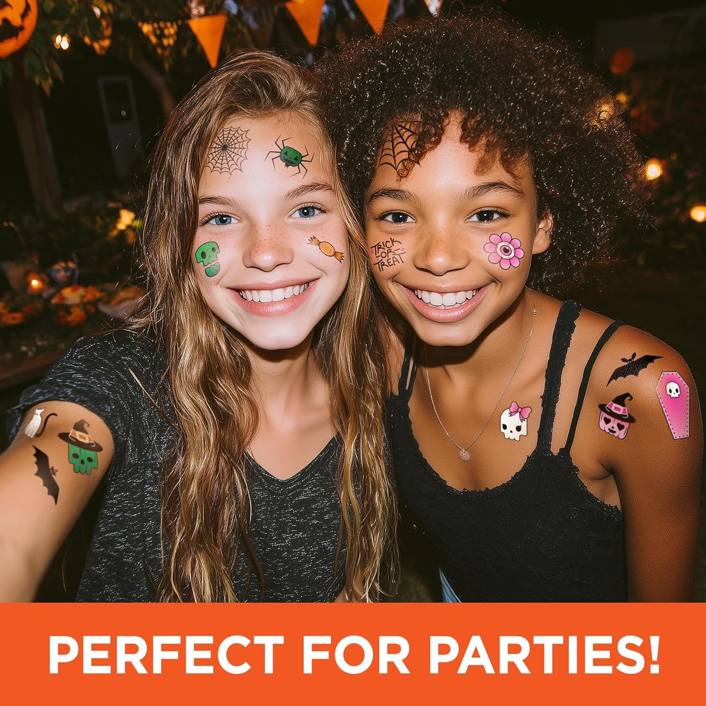 Spooky Halloween Temporary Tattoos Variety Pack – 100+ Scary Designs for Kids & Adults, Includes Ghosts, Skulls, Pumpkins & Bats, Halloween Party Favors & Trick-or-Treat Handouts