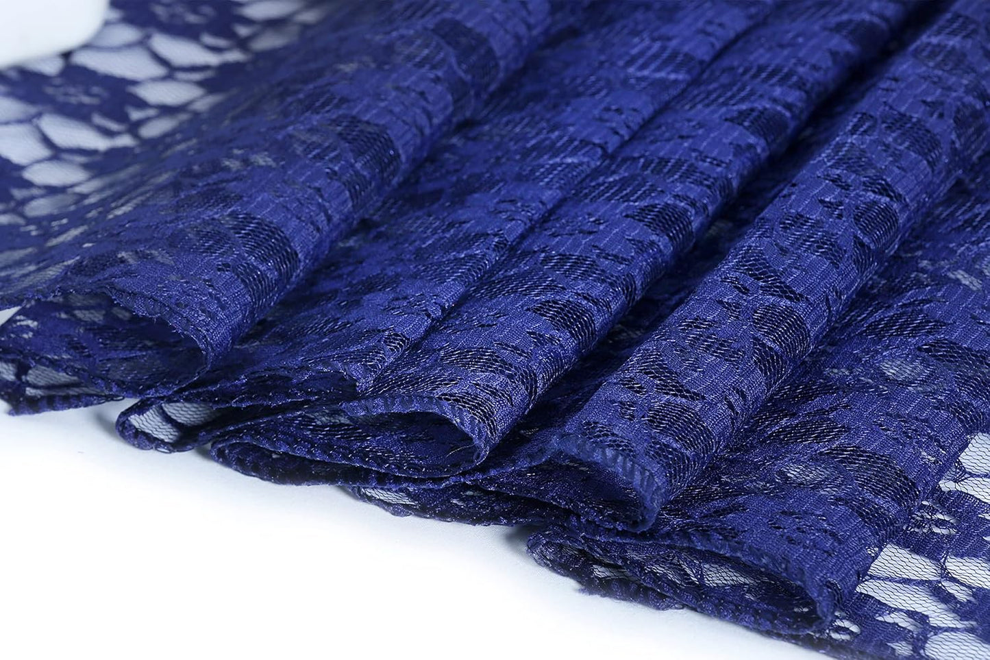 MDS Pack of 25 Wedding 12 x 108 inches Lace Table Runner for Wedding, Decorations for Birthday Parties, Banquets, Graduations, Engagements, and Runners fit Rectangle, Round Table- Navy Blue