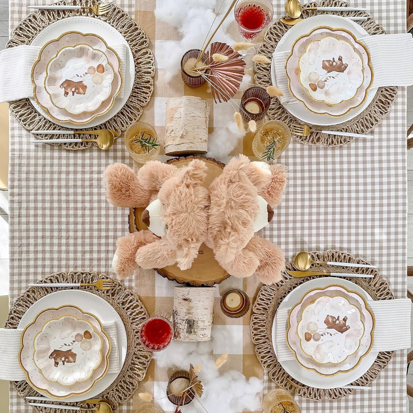Kate Aspen We Can Bearly Wait Baby Shower Plates and Napkins Party Decorations Plates & Napkins; Adorable & Classic Teddy Bear Baby Shower (62 Piece - 16 Guests)