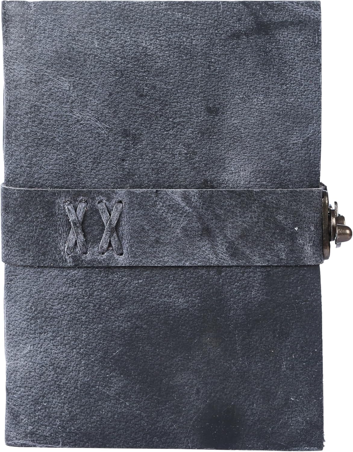 Vintage Leather Journal Handmade Buffalo Non-Refillable Deckle Edge Paper – Leather Bound Journal for Women, Men, Vintage C-Lock Closure Ideal for Writing & Travel for Artists (Grey)
