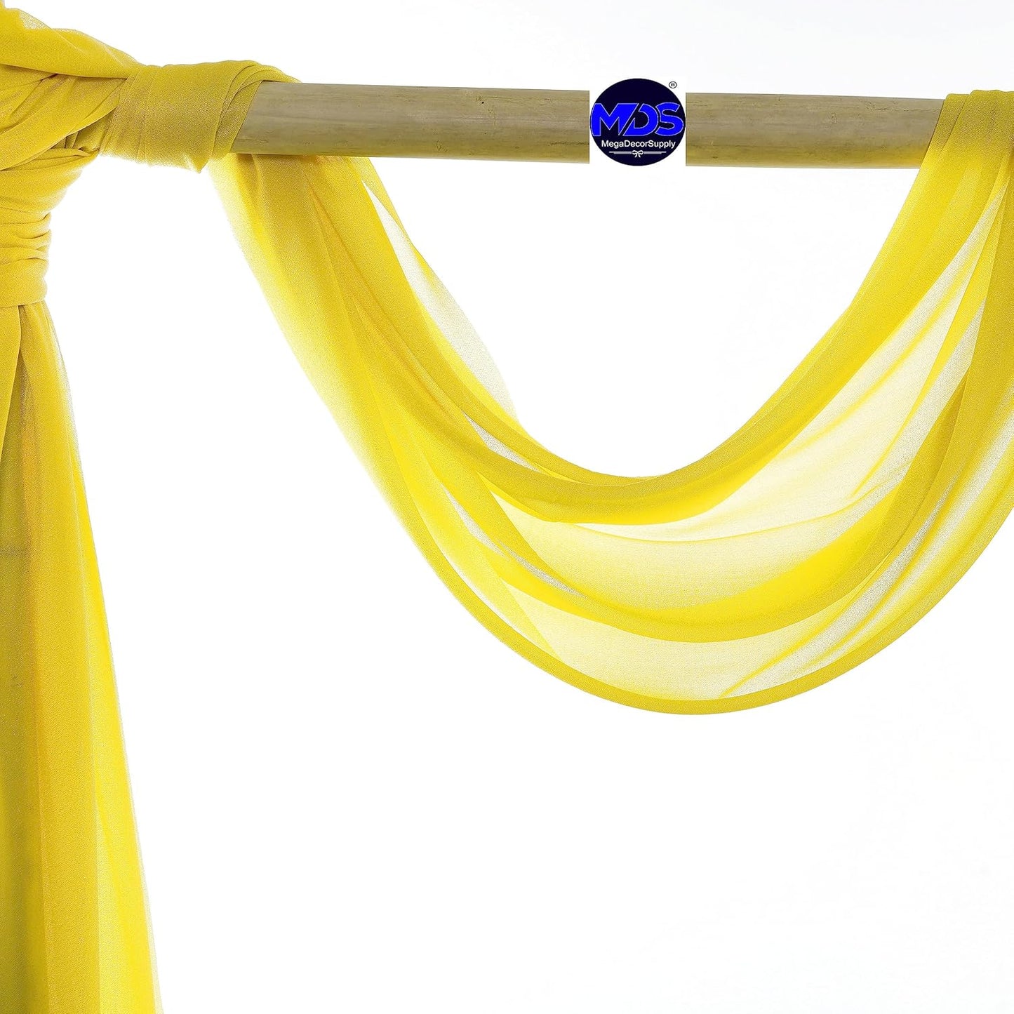 MDS Halloween Chiffon Draping Fabric - 2 Panel, 30" Wide x 50ft Long - Sheer Spooky Arbor & Canopy Drapery for Haunted House Backdrops, Party Ceilings, DIY Costumes & Themed Events - Yellow