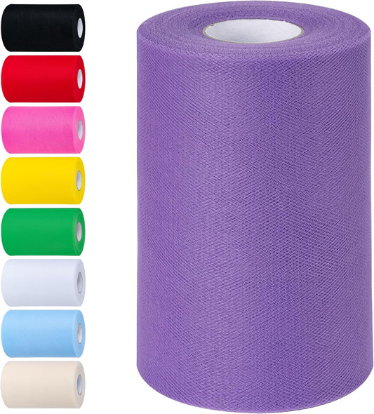 Dark Violet Tulle Fabric Rolls 6 Inch by 100 Yards (300 feet) Tulle Roll Spool Fabric for DIY Tutu Skirt Baby Shower Birthday Party Wedding Decorations Christmas Craft Supplies (Dark Violet)