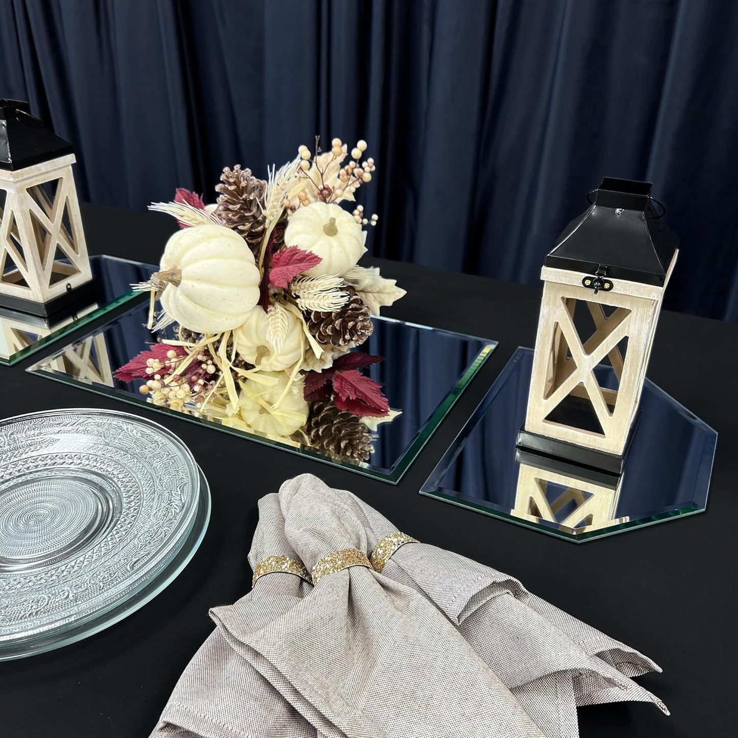 Plymor 36" x 12" Runner Set, 5mm Thick Beveled Glass Mirror, Pack of 2