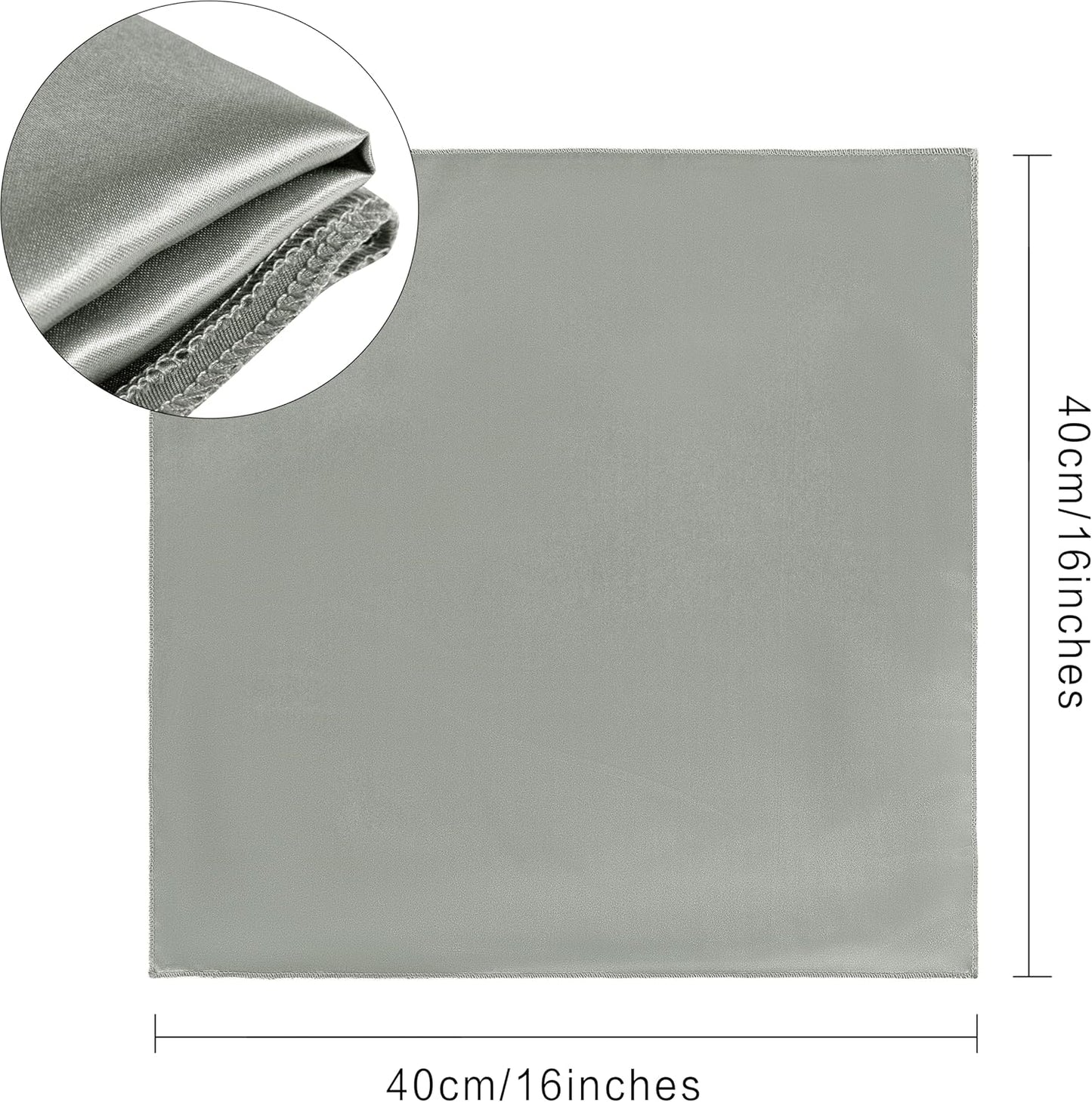 36 Pack Square Satin Dinner Napkins, 16x16 Inches Silky Soft Smooth Table Cloth Napkins for Restaurant Weddings Banquet Party Decoration, Dark Grey