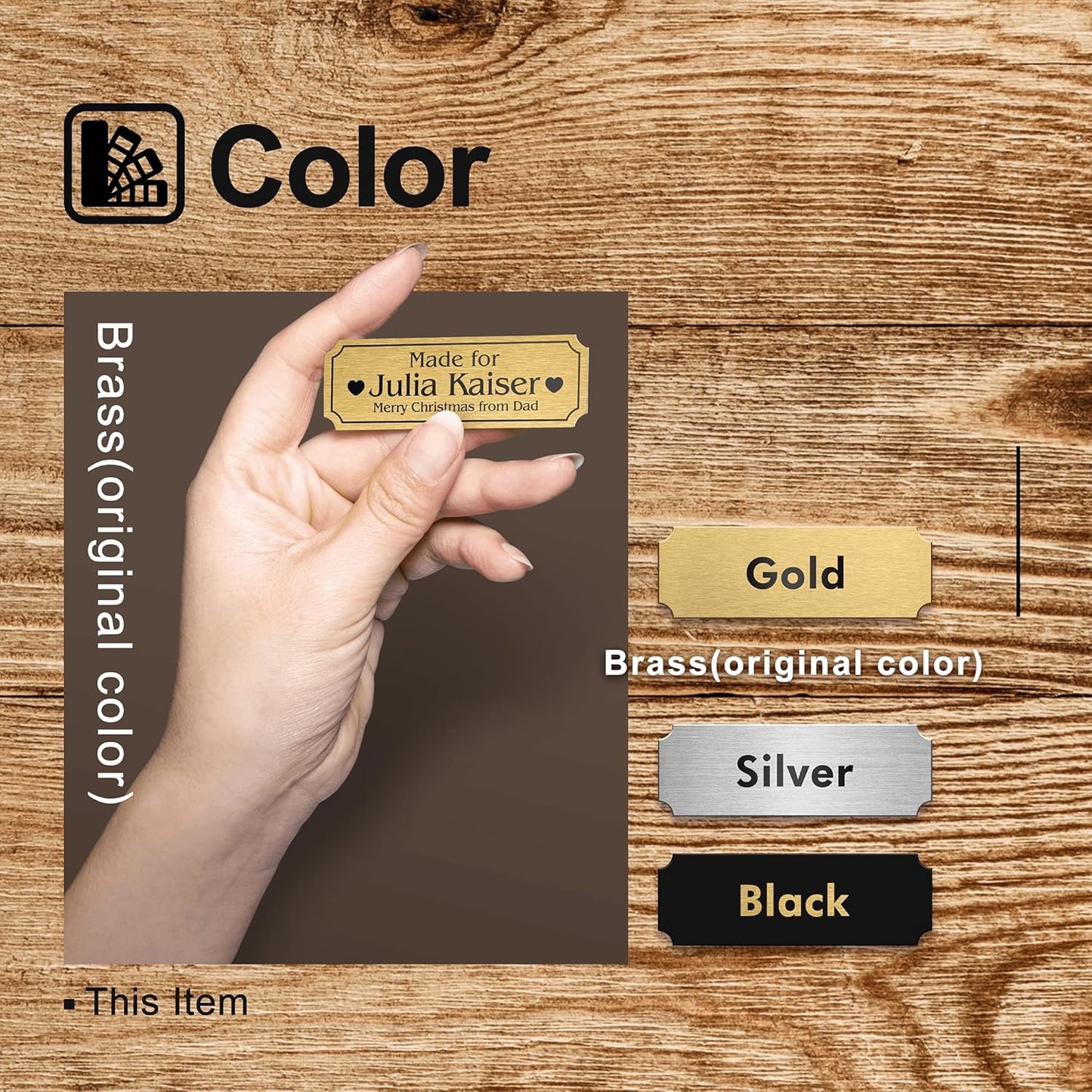 Personalized Name Plates, Solid Brass Engraved Plaque, Trophy Plates Engraved, Custom Name Plate with Adhesive Backing or Screws, 3" W x 1" H