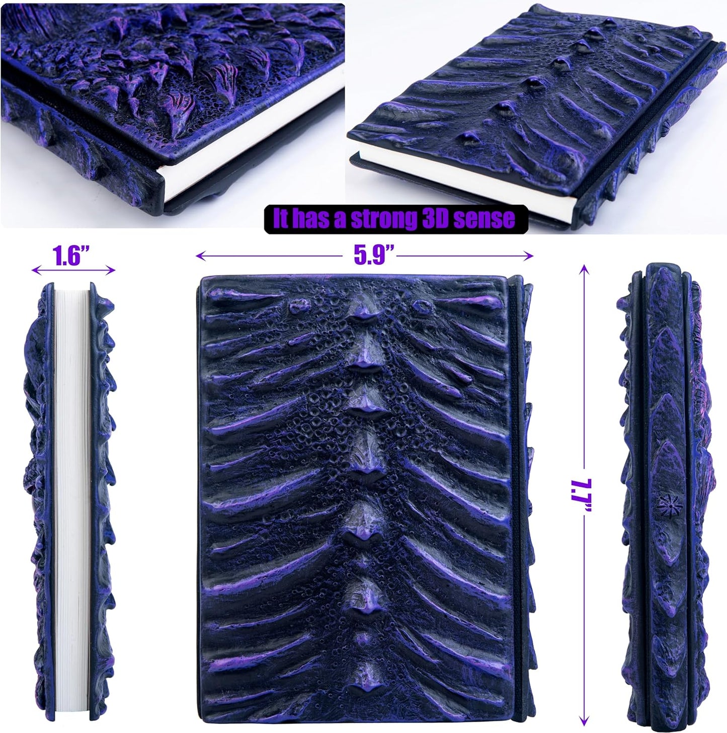 3D Dragon Eye Embossed Journal,Resin Engraving Notebook,Dnd notebook for Dragon Lovers ，Blank Paper,Hardcover Travel Notepad for Writing,Sketchbook,Collection,Gift,Decoration A4 and A5 Size (A5-Dark Purple-Lined-Brooch)