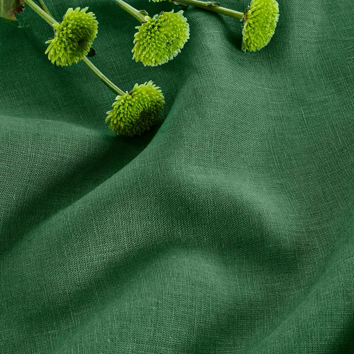 Solino Home Linen Square Tablecloth 52 x 52 Inch - 100% Pure Linen Pine Green Table Throw - Fete, Machine Washable Table Cloth for Fall, Autumn, Thanksgiving, Christmas