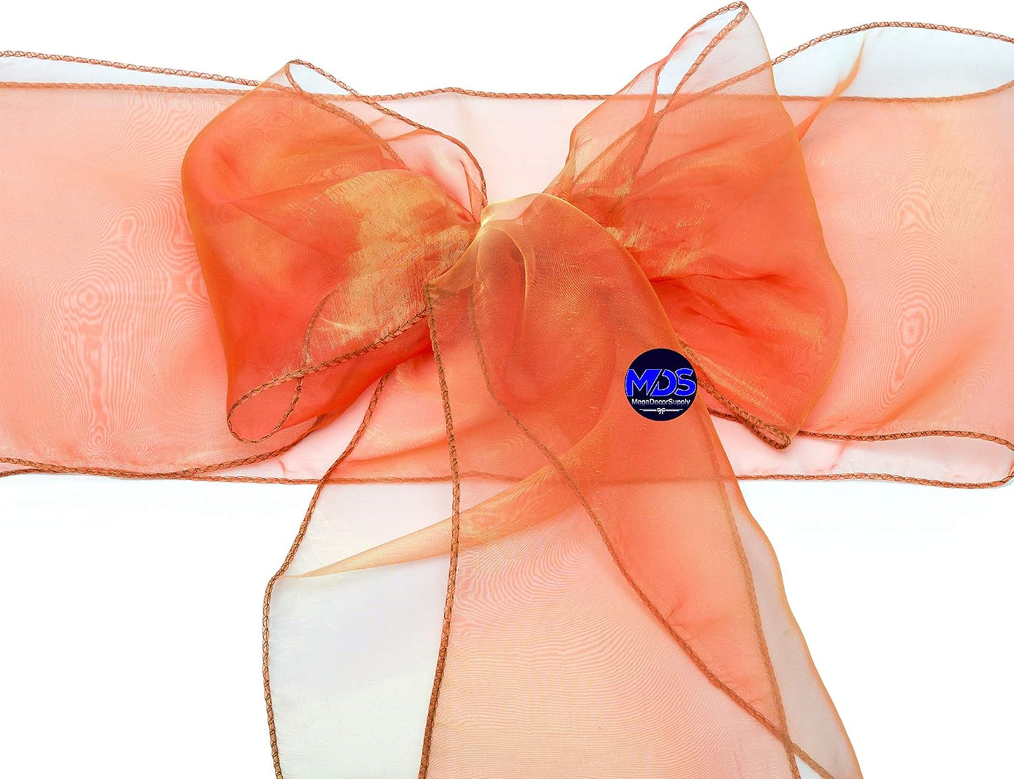 MDS Pack of 125 PCS Organza Chair Sashes Wider Dining Chair Bows Ribbon Tie Back for Wedding Party Birthday Bridal Shower Reception Event Banquet Home Chair Cover Decoration - Brunt Orange