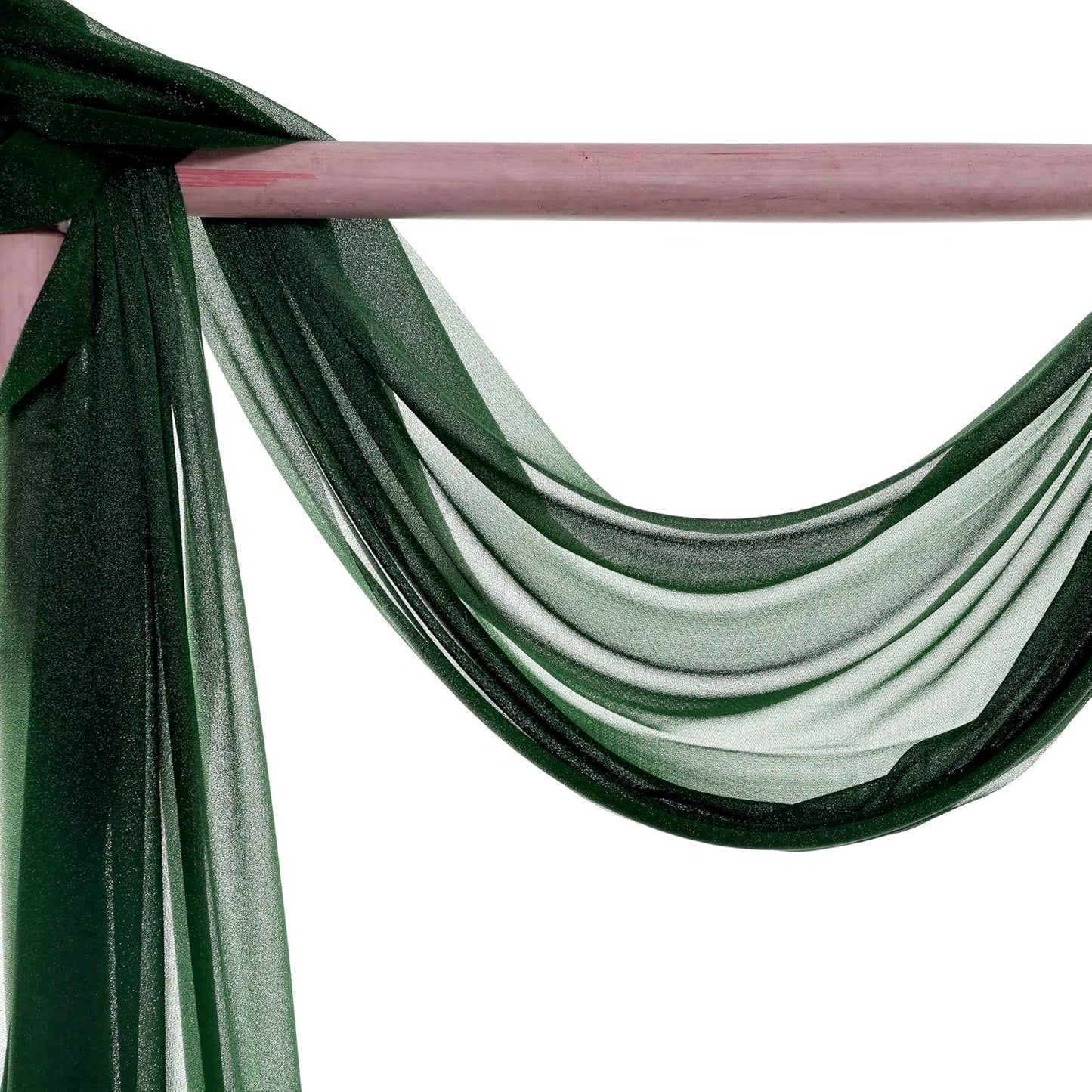 VDS Pack of 2 Panel (30 Inch X 40 Feet) Wedding Arch Draping Fabric Sheer Chiffon Fabric Drapery for Wedding Ceremony Reception Swag Backdrop Canopy Chuppah ARBO Altars Decoration (Hunter Green)