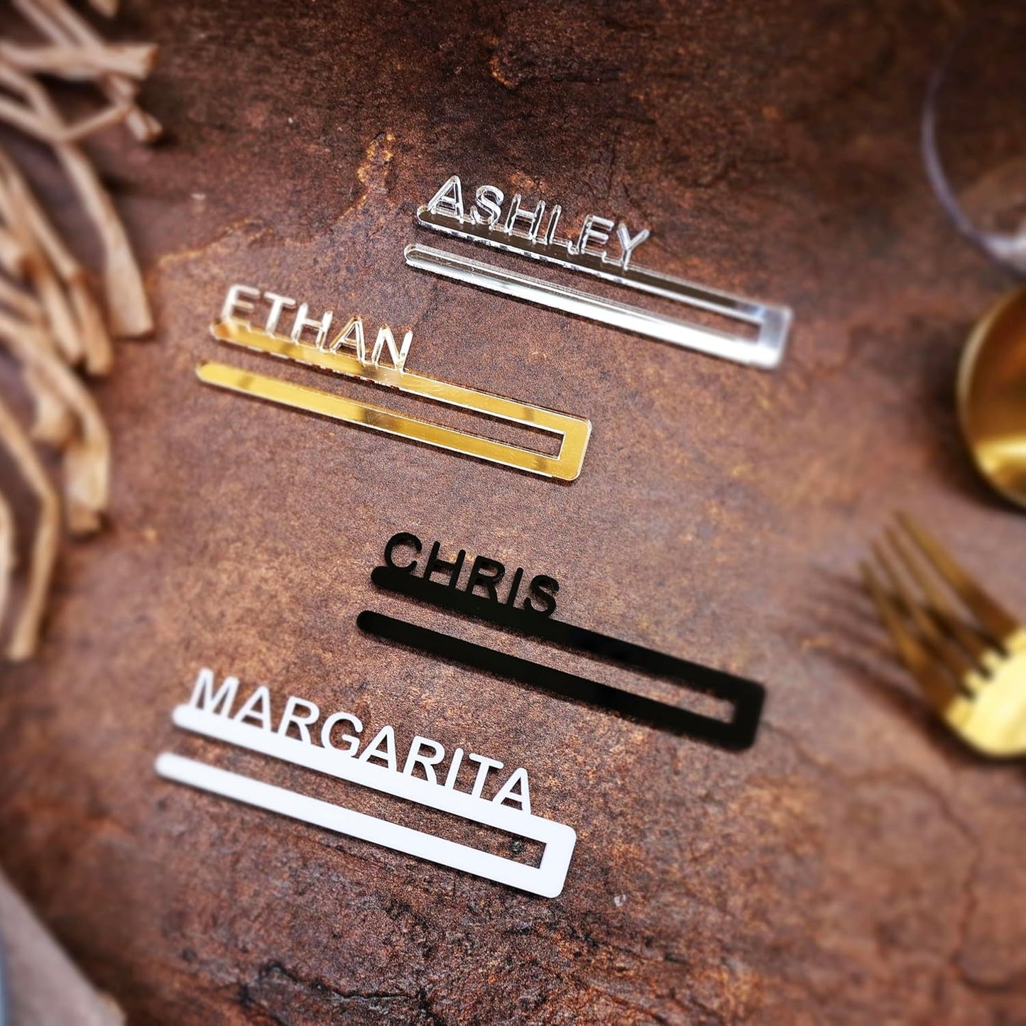 Napkin Name Tags, Personalized Napkin Rings, Wedding Name Cards, Wooden Names, Birthday Acrylic Name Plate Tag