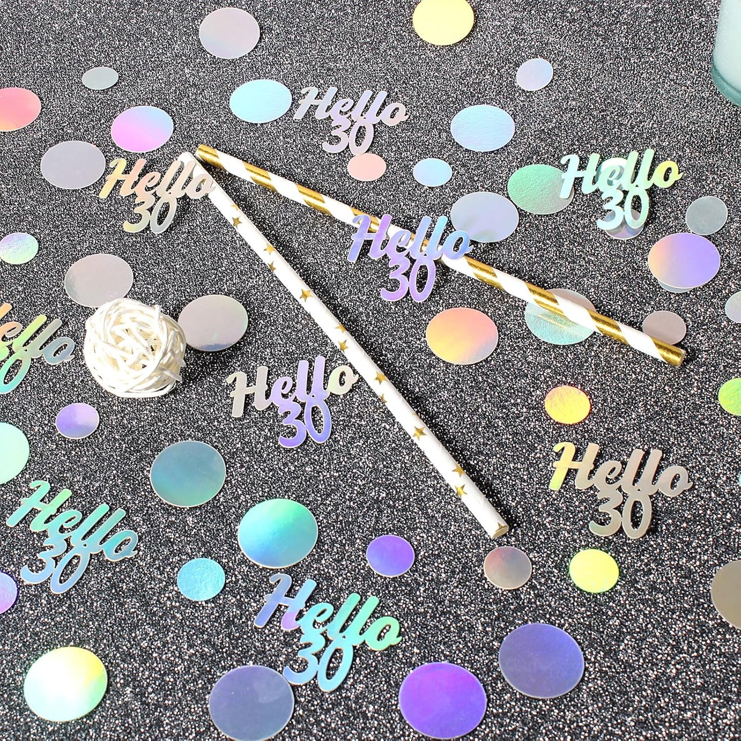 Hello 30 Birthday Confetti for Tables Iridescent Circle Dots Happy 30th Birthday Party Decorations for Her Women Thirty Years Old Birthday Table Scatters Confetti Decor Supplies 300PC