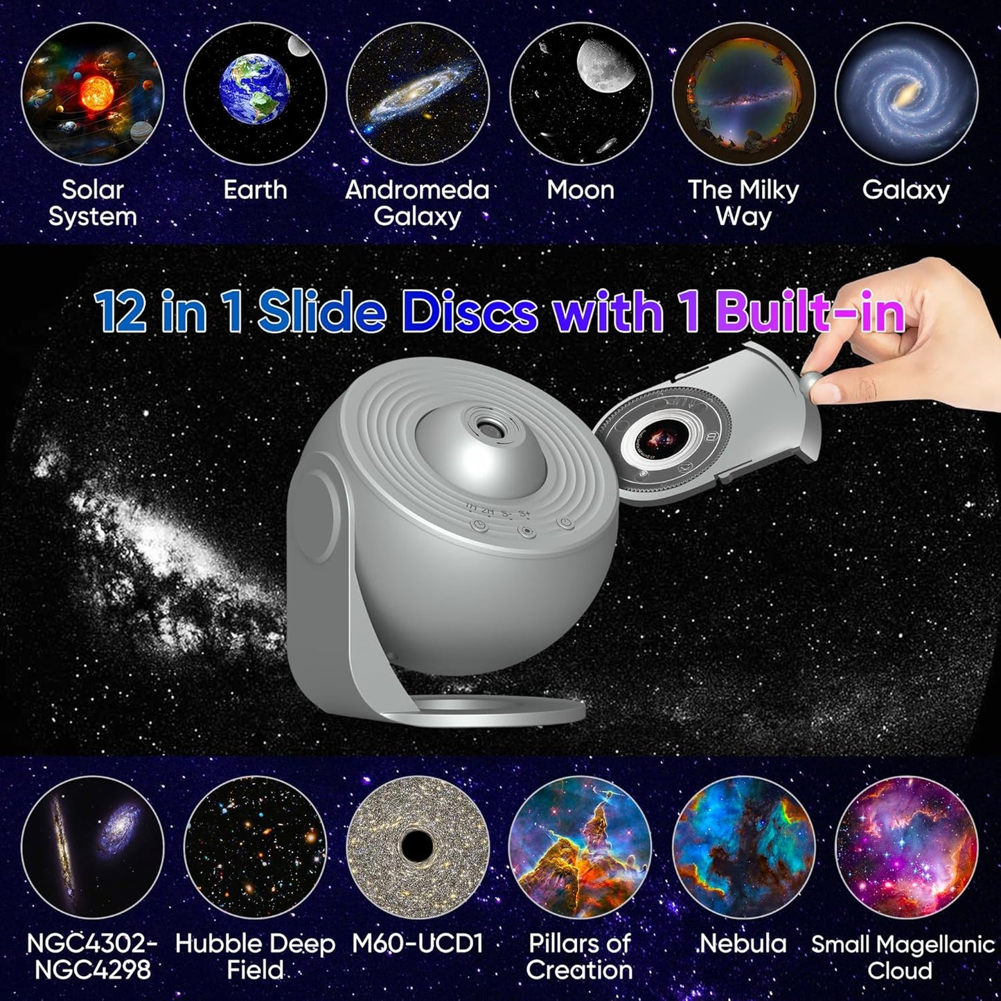 Galaxy Projector for Bedroom,13 in 1 Star Projector with Timer and 3 Button Control 360° Rotating Planetarium Ceiling Night Light Projector for Kids,Adult,Gifts,Ceiling,Bedroom Room Decor