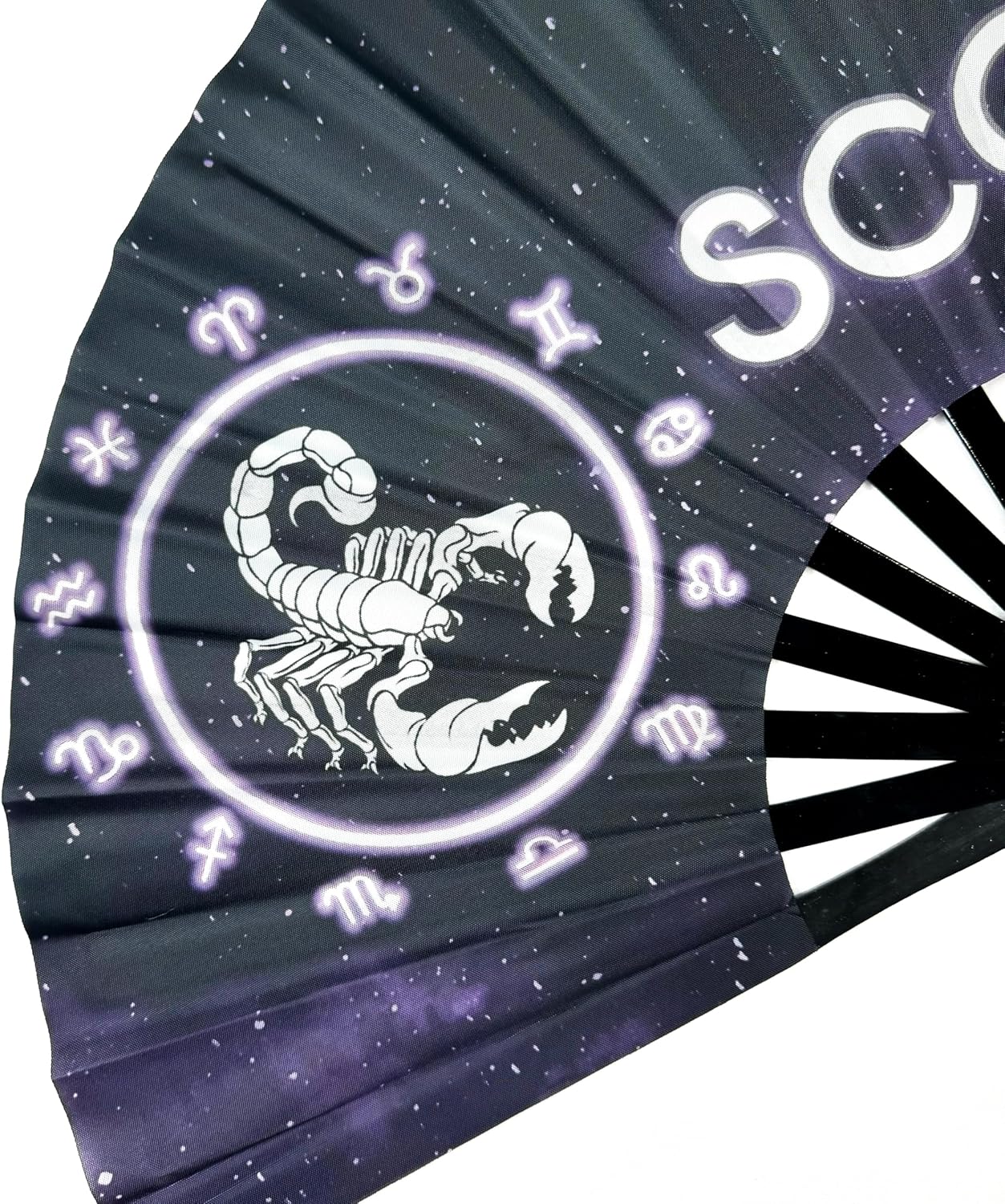 DeFlare | Cosmic Zodiac Rave Fan | Zodiac Sign Hand Fan | Astrology Rave Fan | Hand Fan | Large Rave Fan | Large Clacking Fan