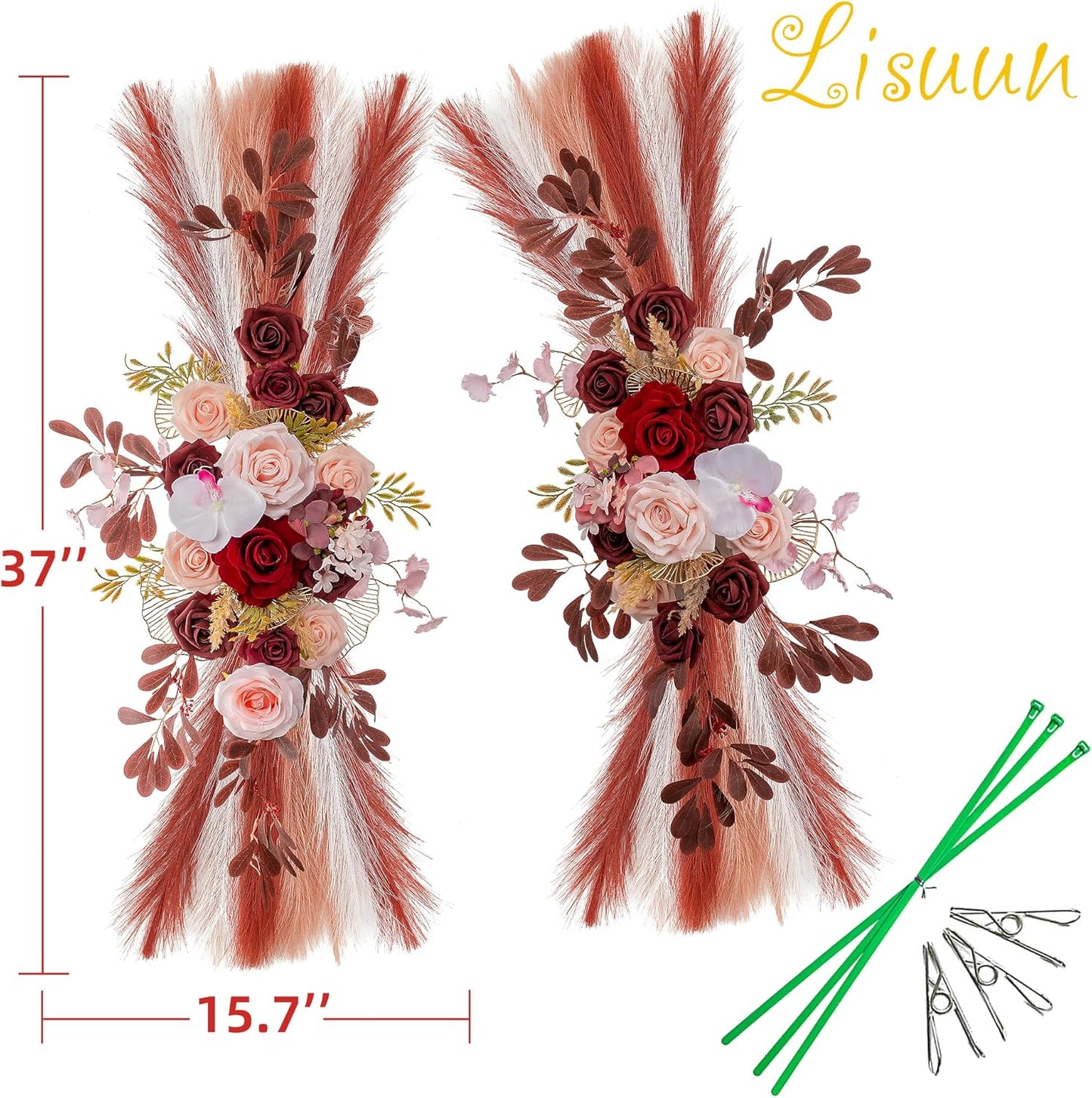 Wedding Arch Flowers, Artificial Flowers for Decoration, Large Flower Swag for Boho Styles Wedding Ceremony Floral Decor - Pack of 2
