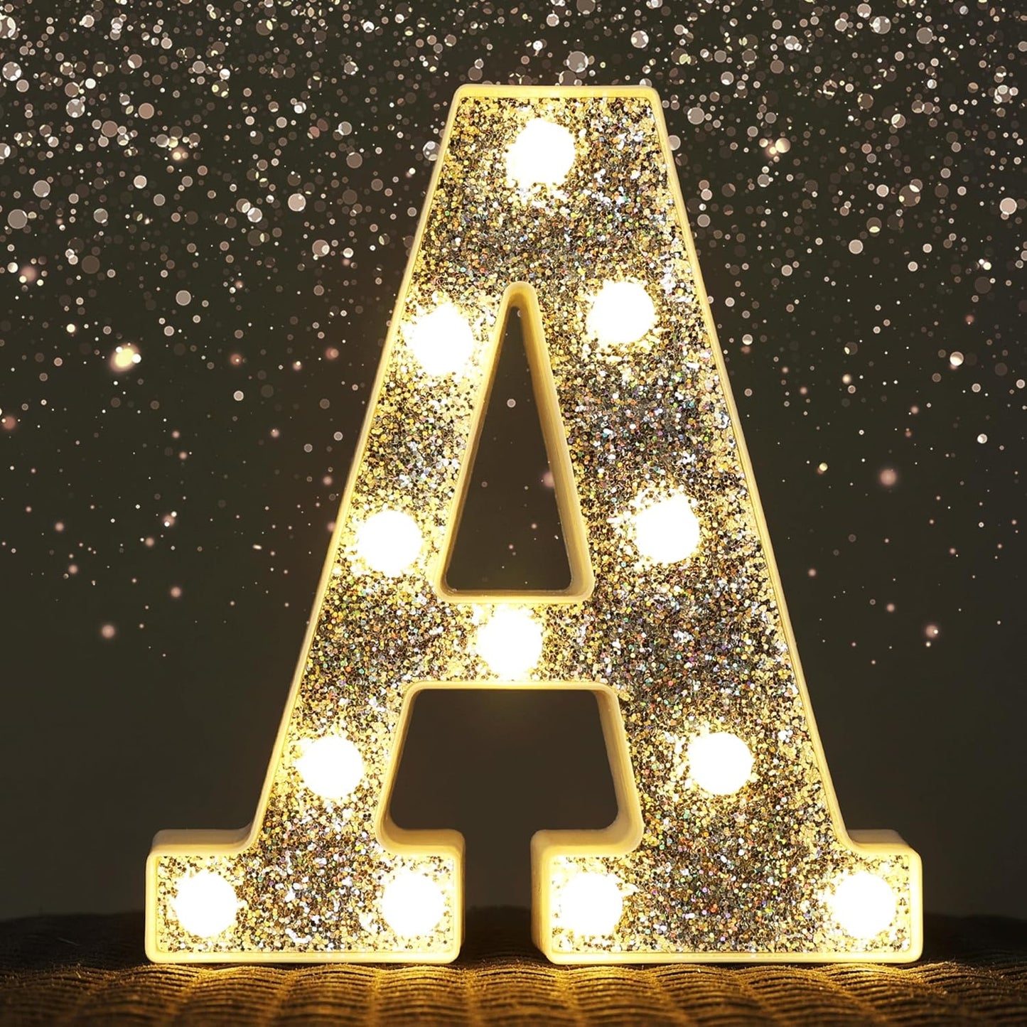 Light Up Letters, Marquee Light Letters for Table Decorations, Glitter Light Up Signs for Prom, Events, or Engagement Party Decor, Featuring Alphabet & Number Lighted Letter, Letter A