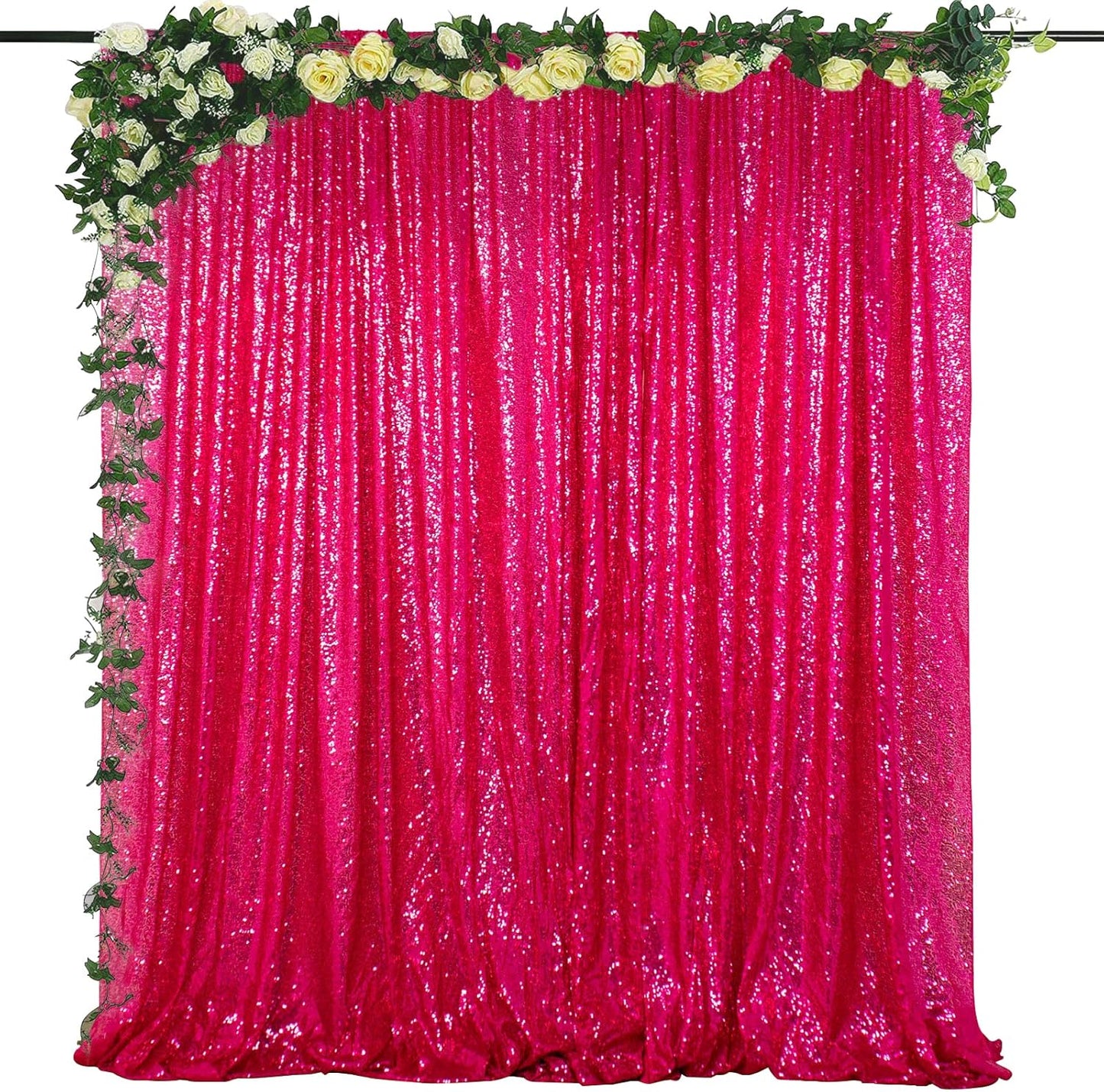 ShiDianYi 4x6ft Hot Pink Sequins Backdrop - Photo Booth Background for Parties Events, Sparkly Photography Decoration