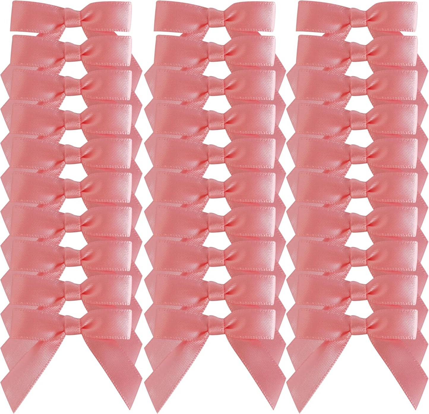 50pcs 1-1/2" Mini Light Pink Satin Ribbon Bows Without Twist Ties for Crafts Gift Wrapping Packing Mothers Day Decoration (Lt.Pink)