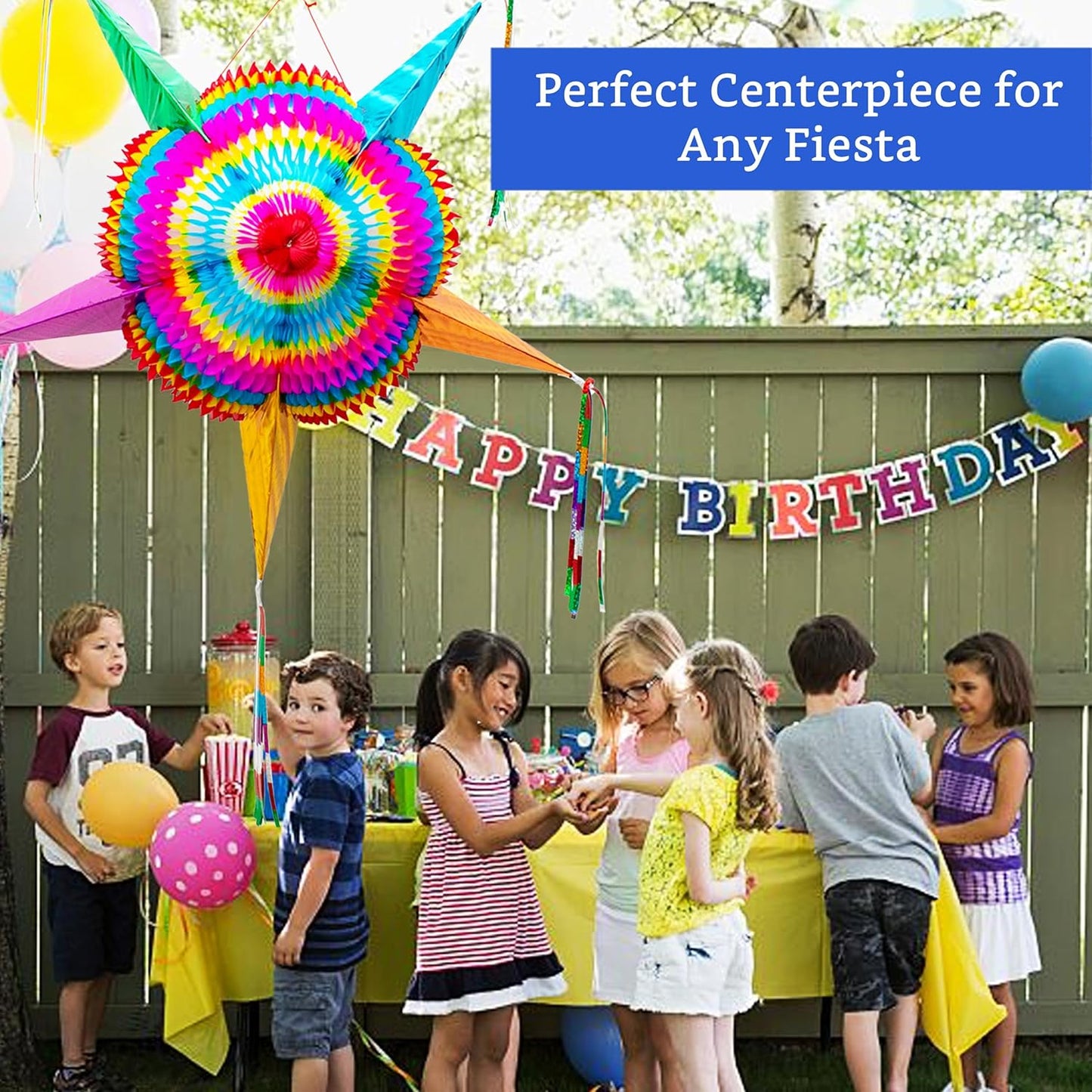 Mexican Piñata (Large 32 inches) - Authentic Handmade Foldable Large Pinata for Birthday Party - Piñatas para Cumpleaños - Fiesta Piniata - Mexican Star Pinata - Cinco de Mayo Pinatas