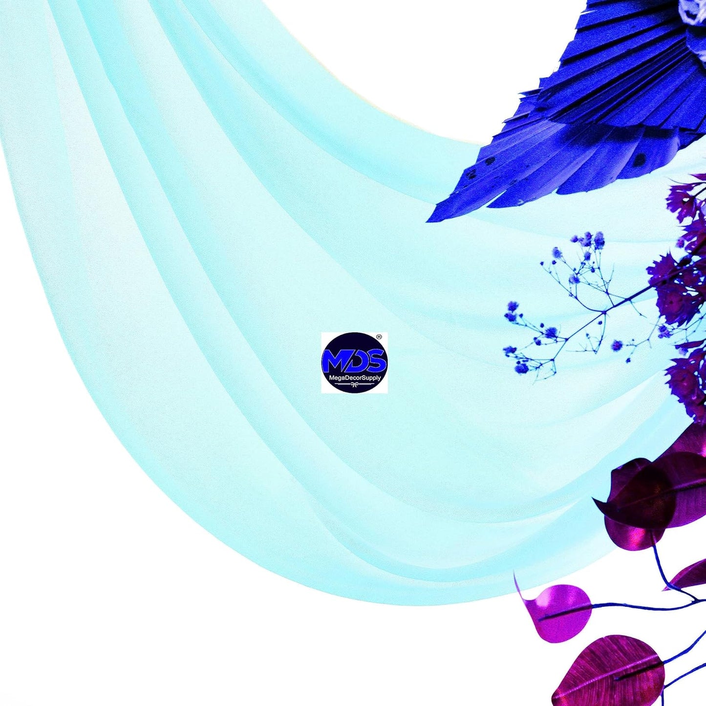 MDS Halloween Chiffon Draping Fabric - 2 Panel, 30" Wide x 40ft Long - Sheer Spooky Arbor & Canopy Drapery for Haunted House Backdrops, Party Ceilings, DIY Costumes & Themed Events - Teal