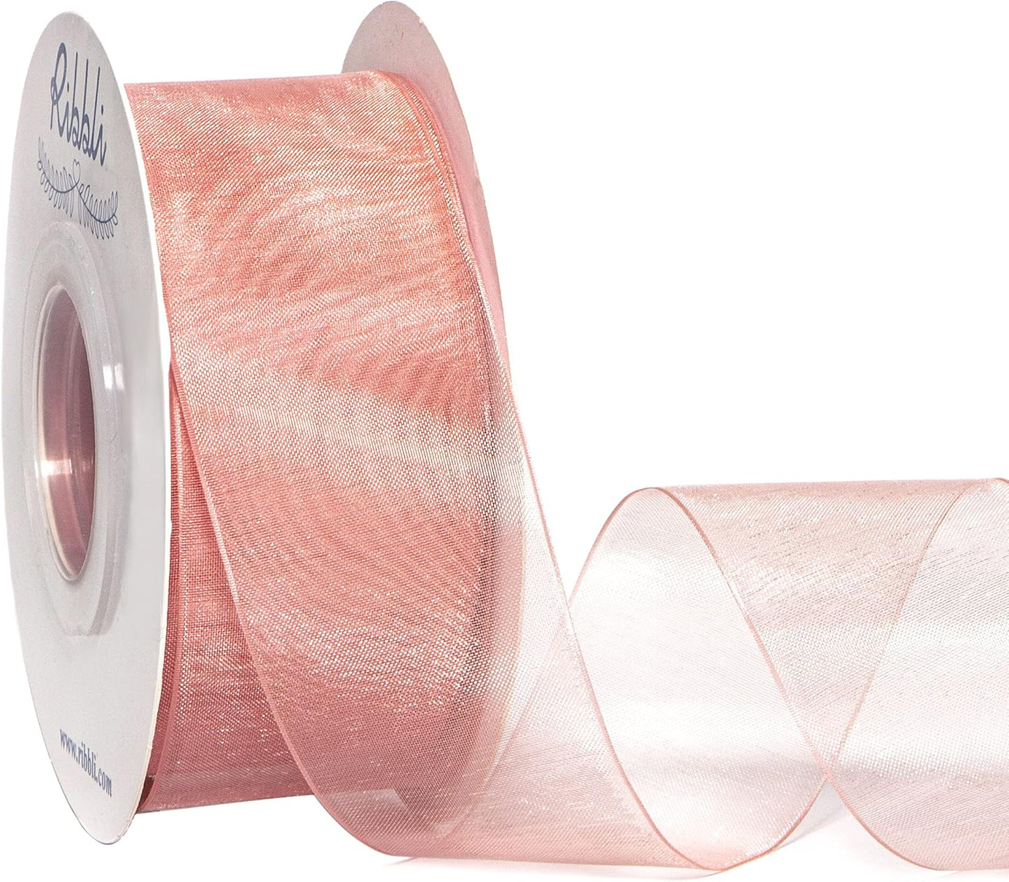 Ribbli Sweet Nectar Pink Sheer Organza Ribbon,1-1/2 Inches x Continuous 50 Yard,Rose Ribbon for Gift Wrapping,Bouquet Wrapping,Wedding Decoration,All Crafting and Sewing