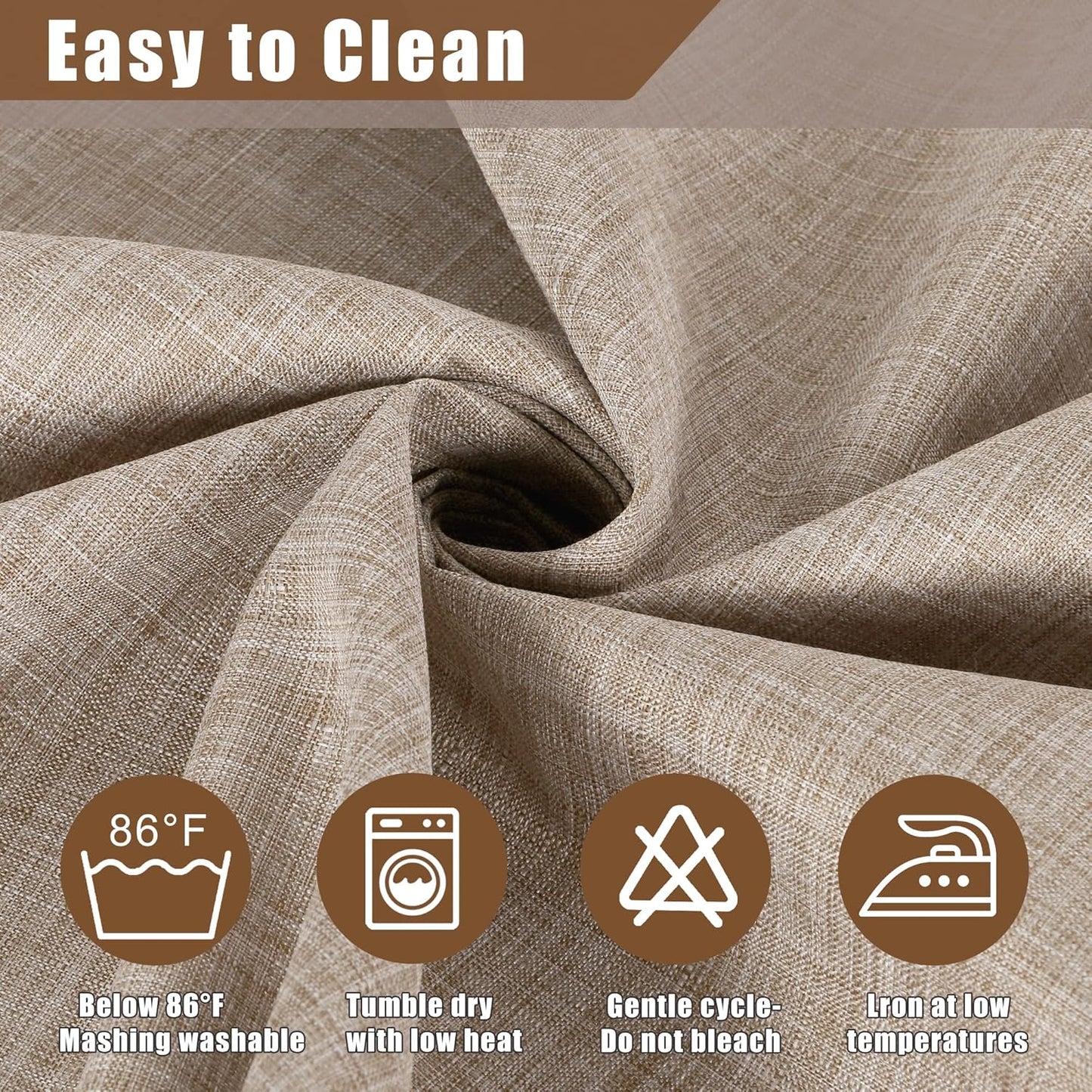 Fitable Linen Textured Tablecloth Washable Fabric Rectangle Table Cloth for 8 Foot Tables, Holiday Table Cover for Kitchen Dining, Party, Farmhouse (Nature, 54 x 108 Inch)