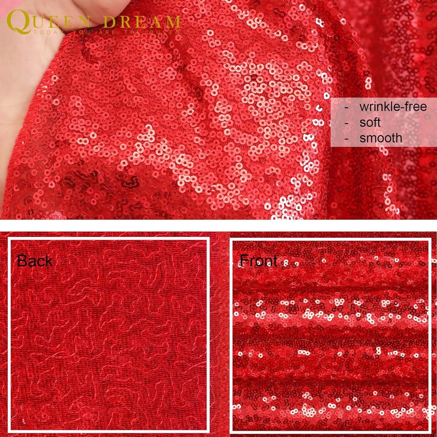 8ft x 8ft Red Sequin Backdrop Party Backdrop Curtain for Wedding Birthday Event Ceremony Wall Decorations
