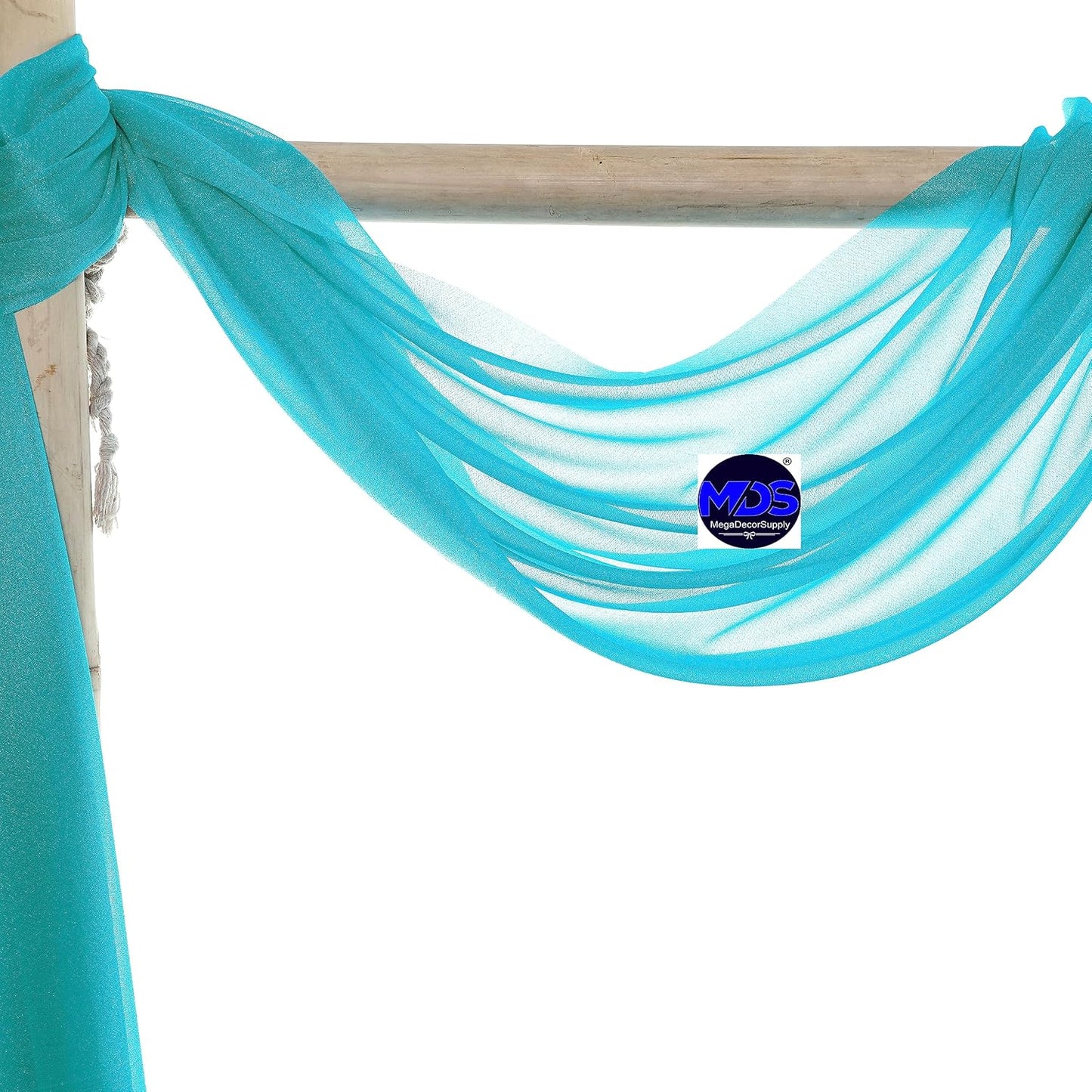 MDS Halloween Chiffon Draping Fabric - 2 Panel, 30" Wide x 100ft Long - Sheer Spooky Arbor & Canopy Drapery for Haunted House Backdrops, Party Ceilings, DIY Costumes & Themed Events - Peacock Blue