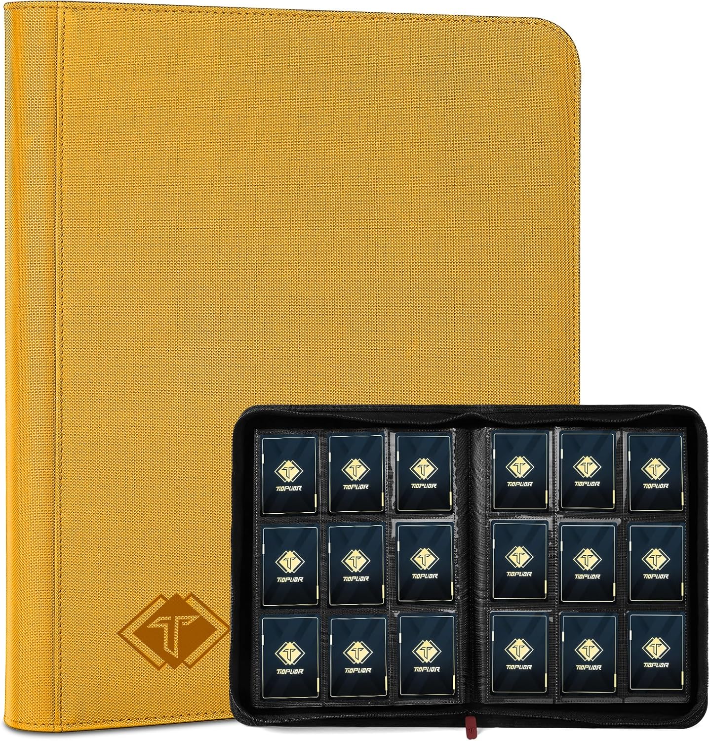 Trading Card Binder, Card Binder Album Fit for MTG Baseball Football Sports Cards, Easy to Use Card Collection Binder (Yellow, 432 Pockets)