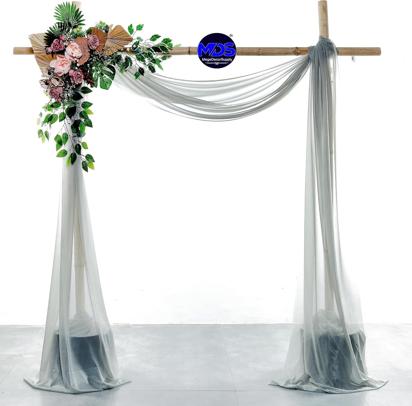 MDS Halloween Chiffon Draping Fabric - 2 Panel, 30" Wide x 40ft Long - Sheer Spooky Arbor & Canopy Drapery for Haunted House Backdrops, Party Ceilings, DIY Costumes & Themed Events - Gray