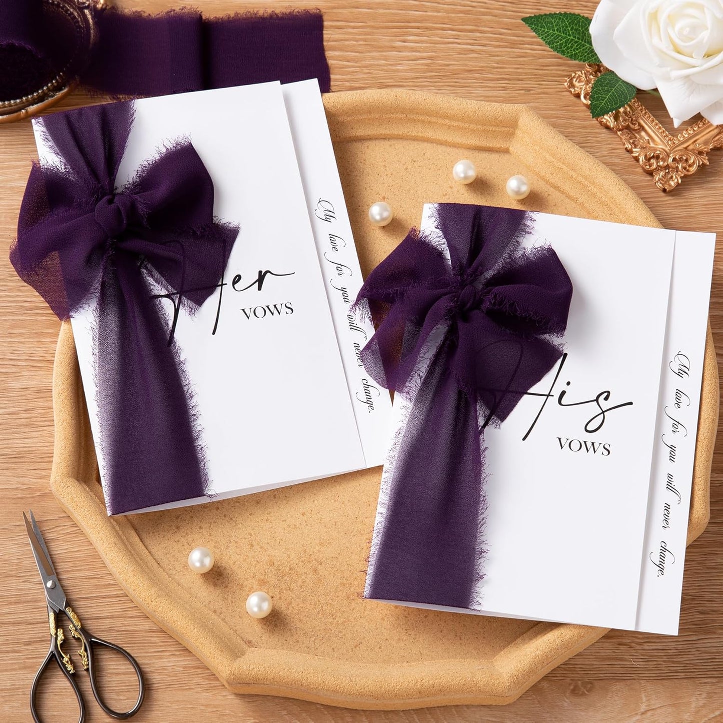 DORIS HOME Plum Chiffon Ribbon for Flower Bouquet, 2" x21Yd Fabric Ribbon for Gift Wrapping, Handmade Frayed Ribbon for Wedding, Chiffon Silk Ribbon for Christmas Decorations