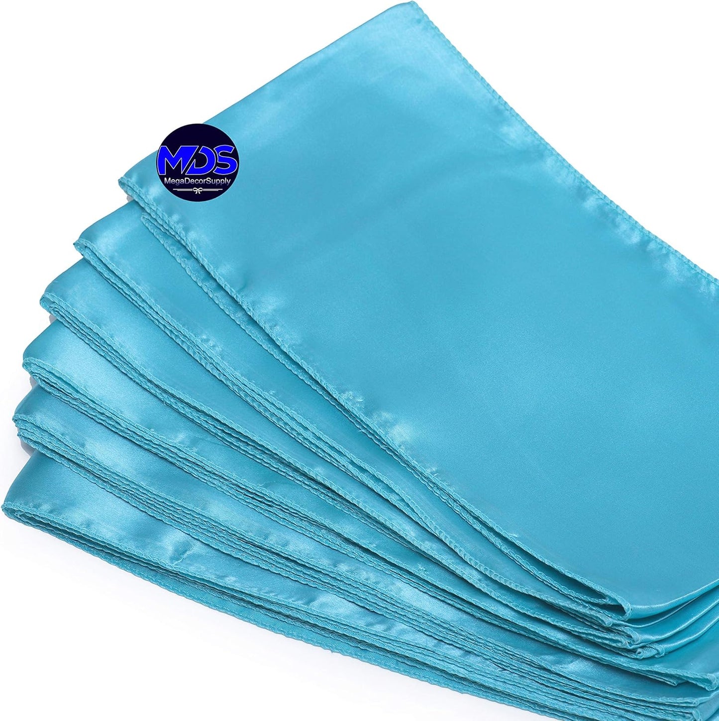 MDS Pack of 300 PCS Satin Chair Sashes Charmeuse Sateen Dining Chair Bows Ribbon Ties Back Sash for Wedding Party Birthday Home Hotel Restaurant Banquet Decoration (7 x 108 Inch, Turquoise)