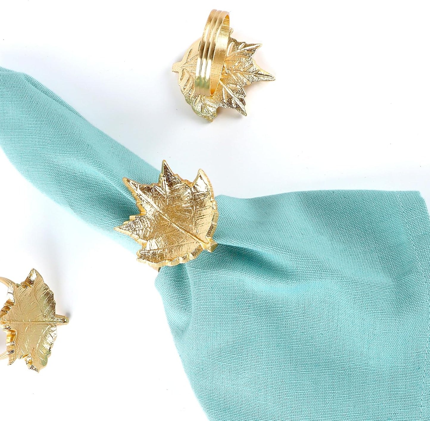Set of 12 Gold Maple Leaf Napkin Rings - 2 Inch Lightweight Metal Napkin Holders, Elegant Table Décor for Wedding, Holiday, Thanksgiving, Christmas & Special Occasions - ALPHA Living HOME