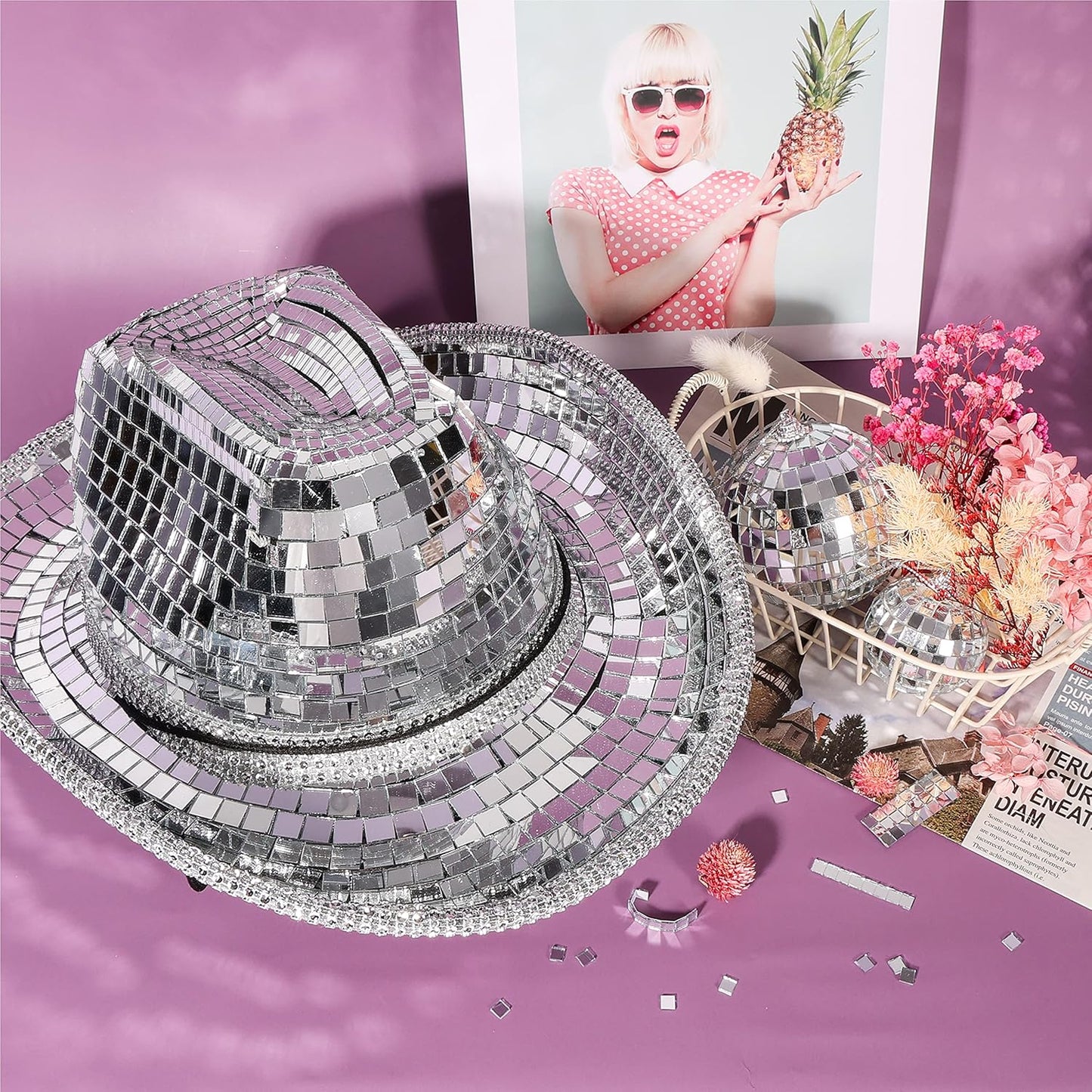 PP OPOUNT 7080 PCS Disco Ball Tiles, 5 x 5 mm Self-Adhesive Mini Mirror Tiles for DIY Craft Decoration, Art Collage, Indoor Outdoor Decoration (Silver)